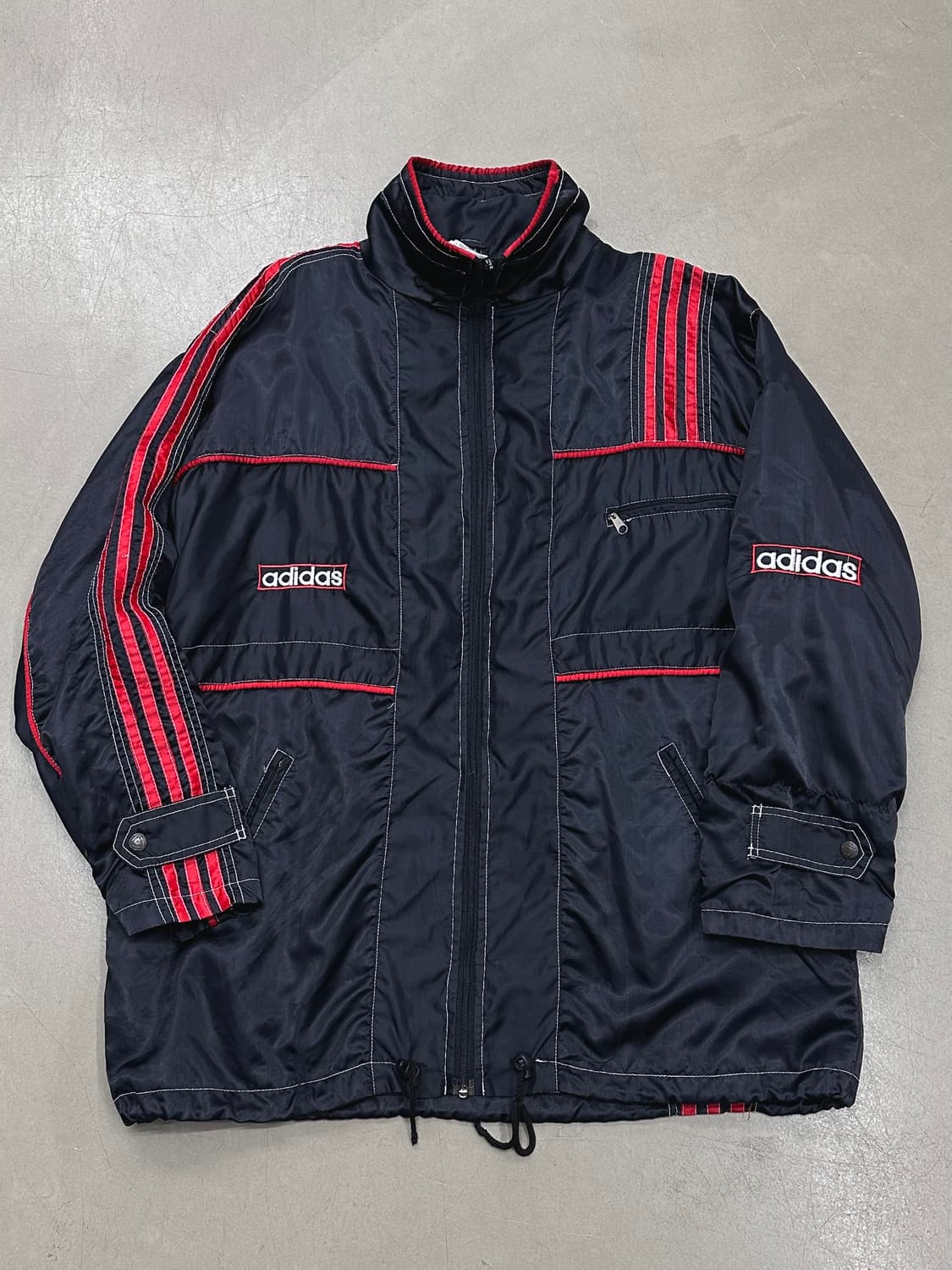 90s 아디다스 블랙 올드스쿨 레드 삼선 오버핏 상품이미지3