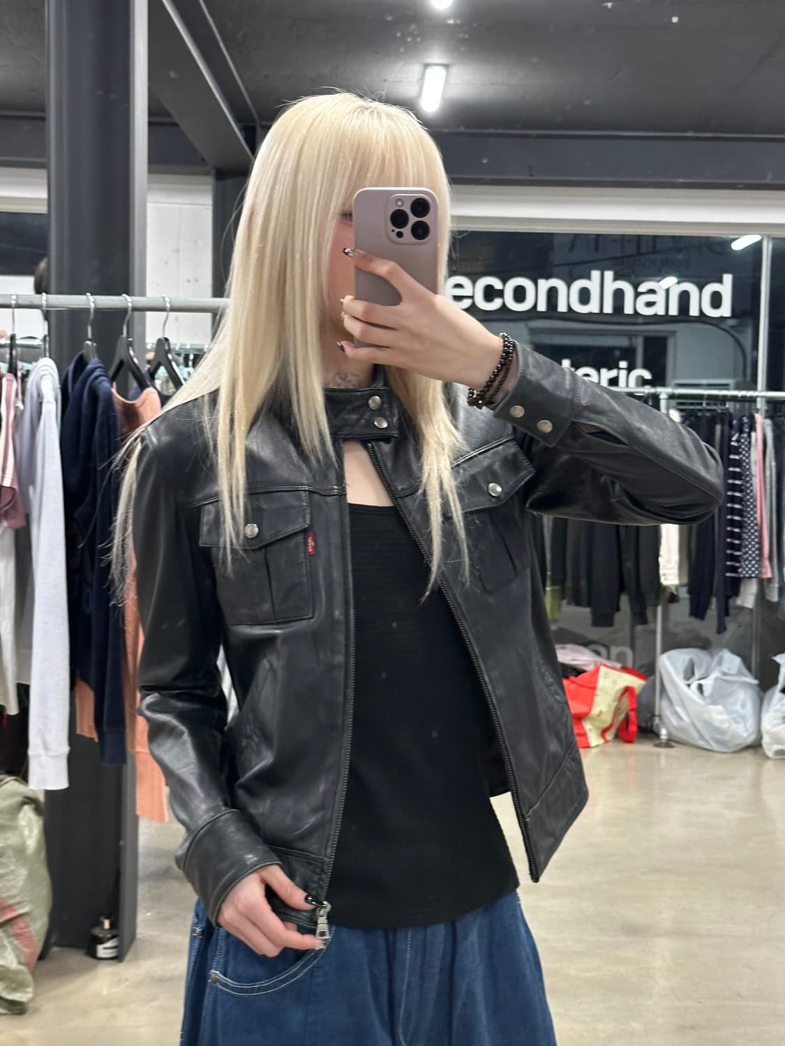 리바이스 00’s 우먼스 숏 넥단추 양가죽 자켓 상품이미지1