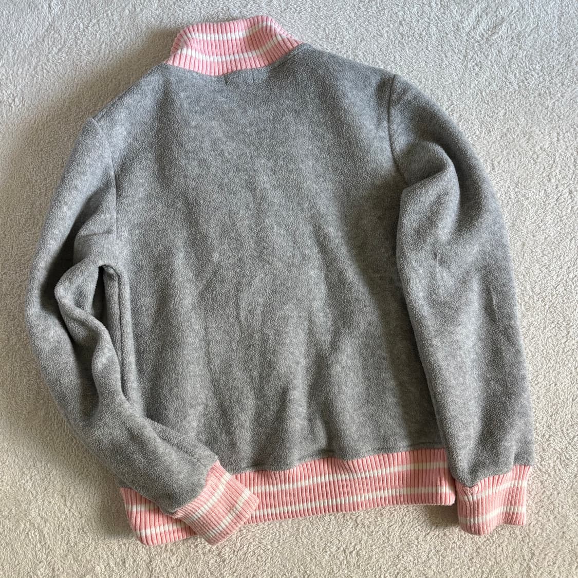 일본빈티지 ine 그레이핑크 회핑 후리스 집업 상품이미지2