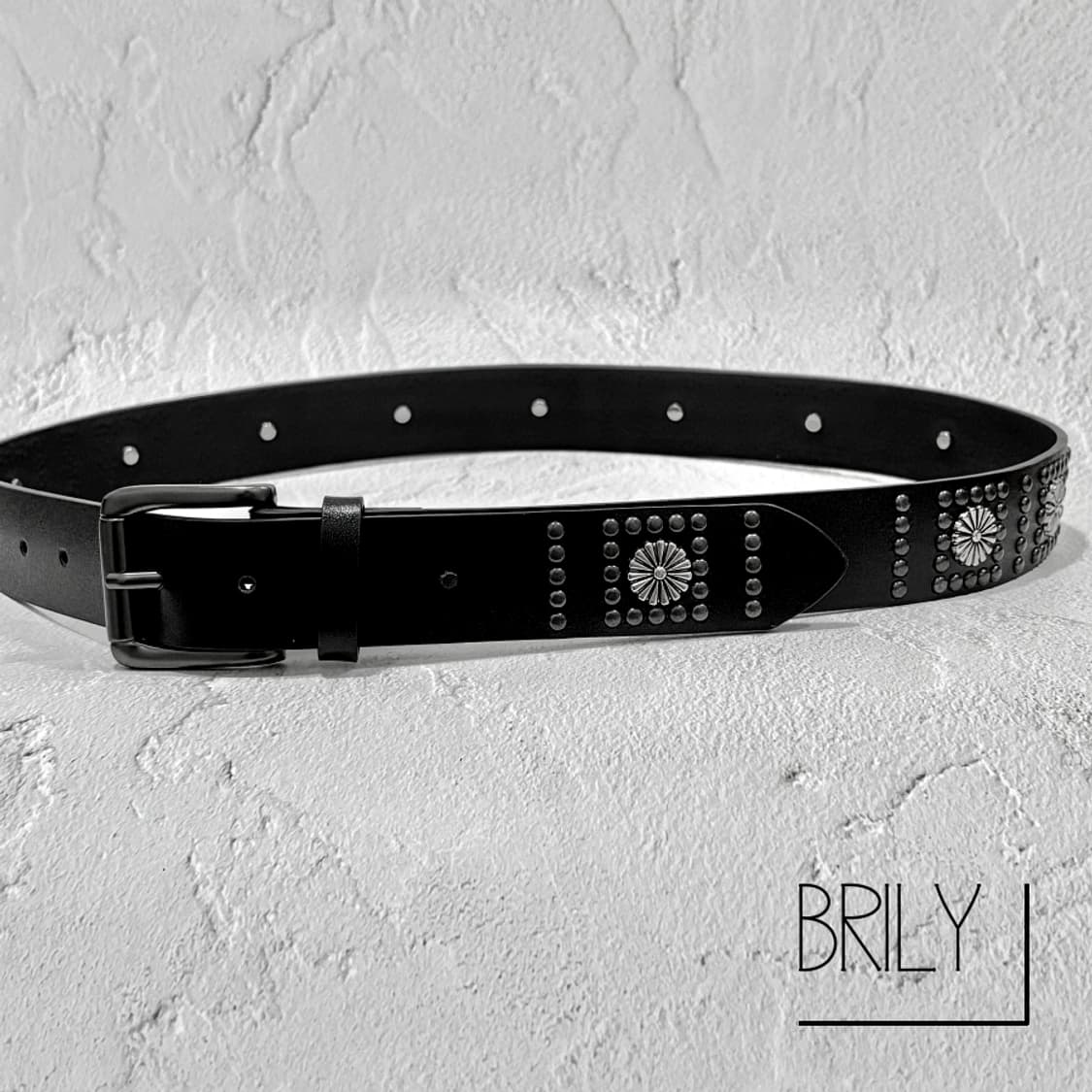 [Unisex] MONO2 크롬 에스닉 스터드 웨스턴 가죽 벨트 상품이미지2