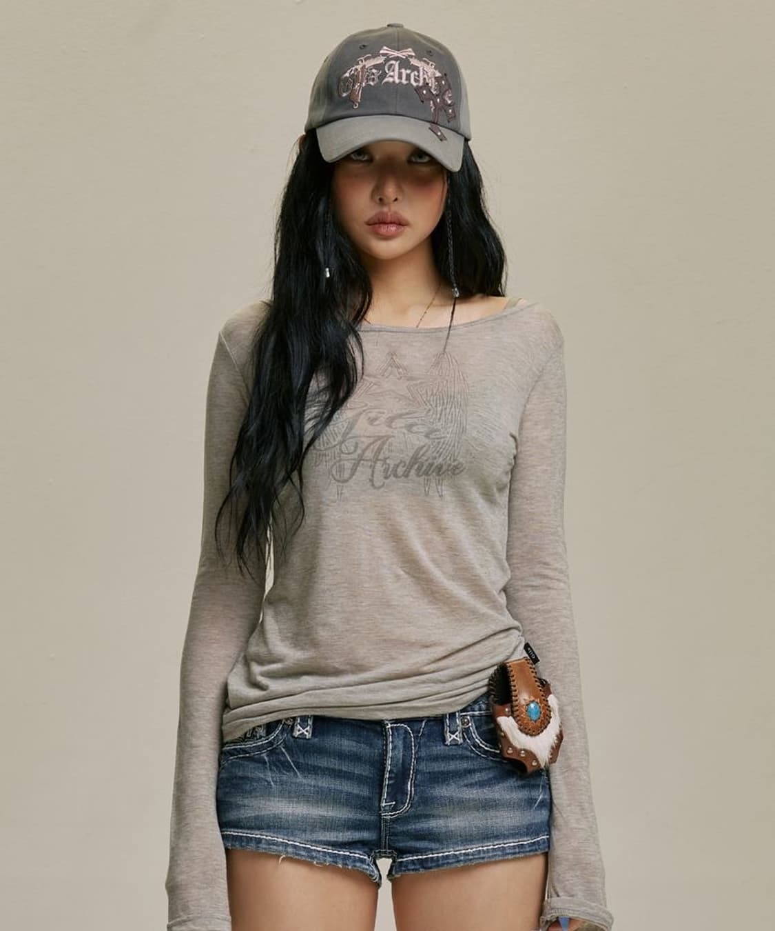 길라아카이브 스타 윙 쉬어 롱슬리브 GY 상품이미지1