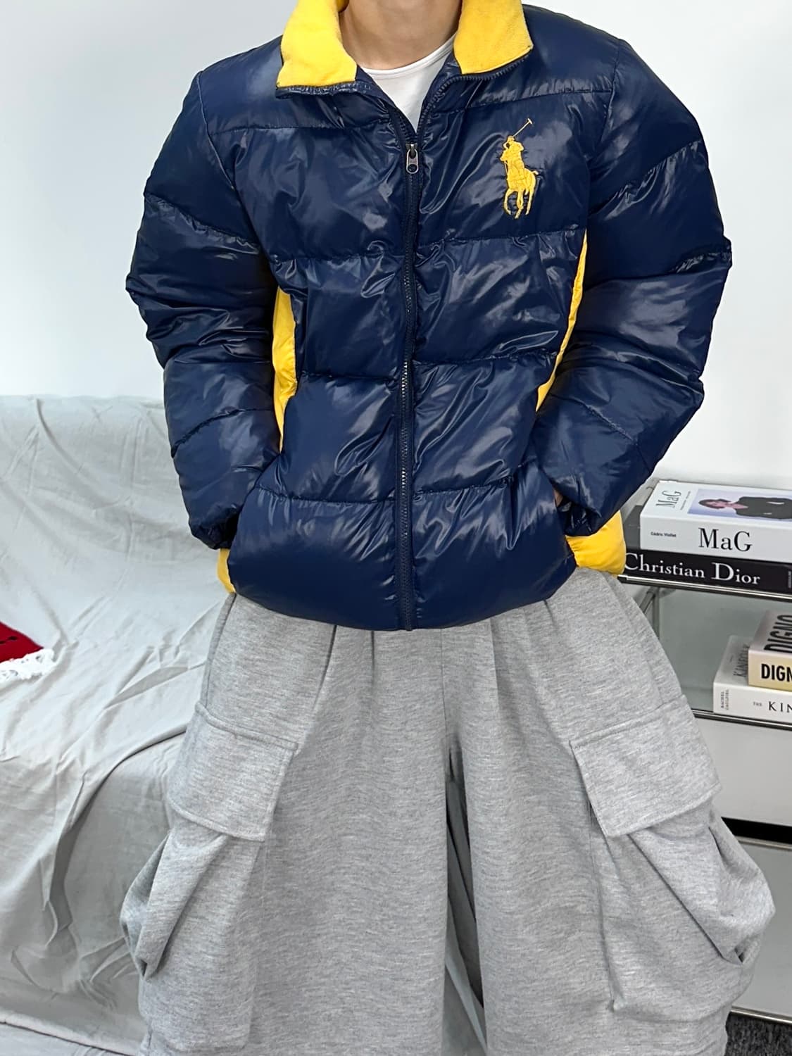폴로 랄프로렌 빅포니 배색 패딩 XL 상품이미지2