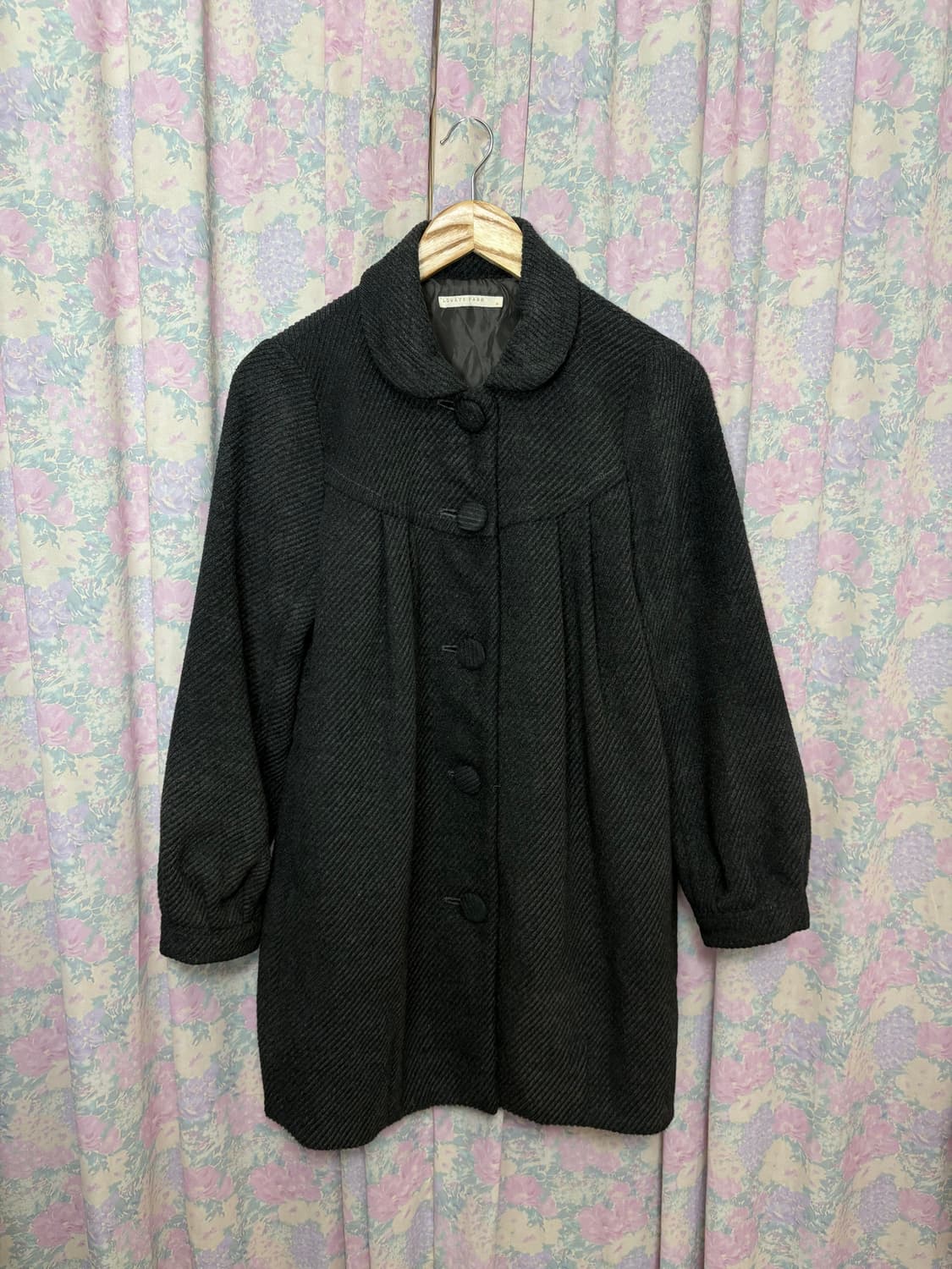 둥근 카라 차콜 롱 코트 상품이미지6