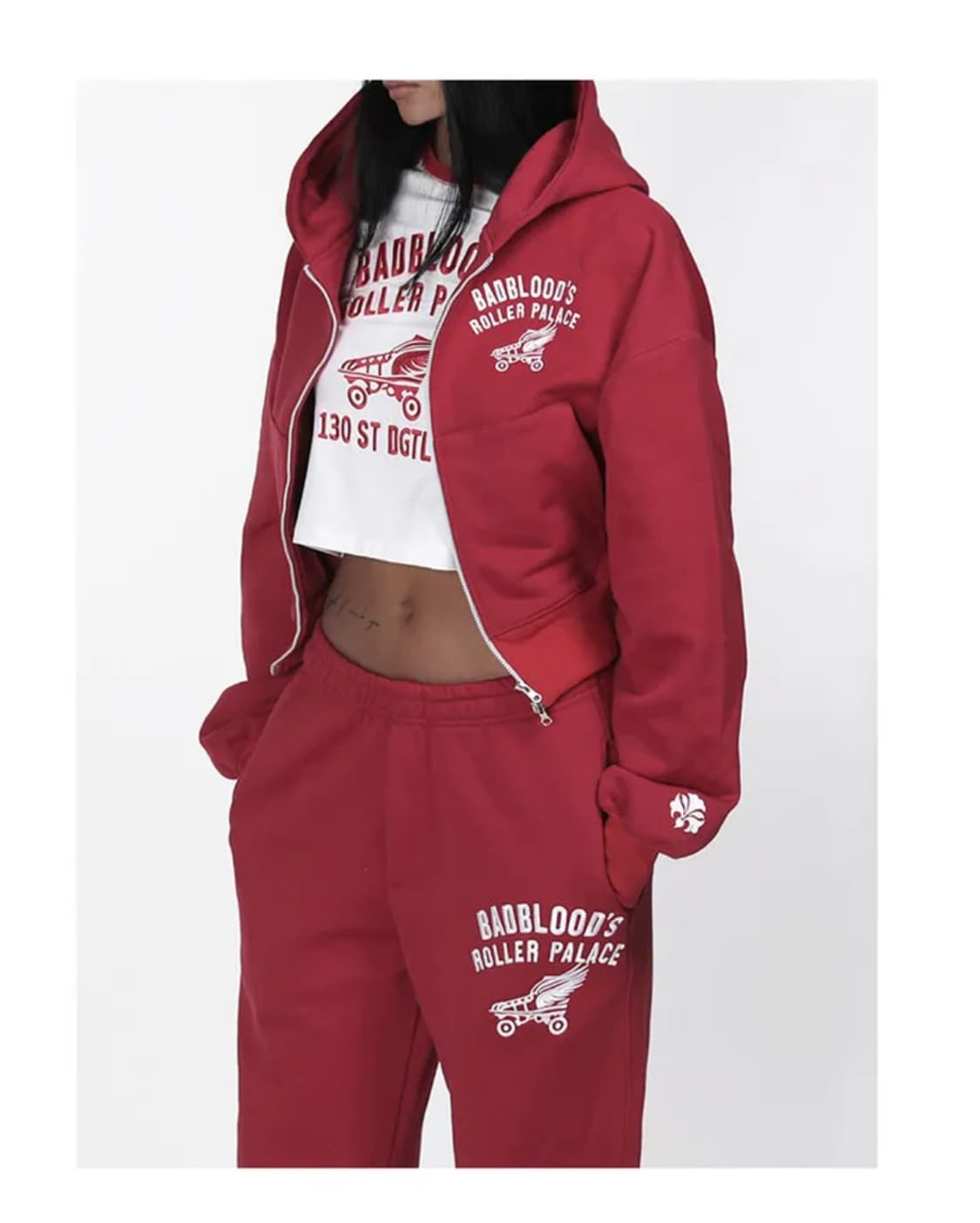 롤러 팰리스 크롭 후드 집업 - 레드 상품이미지2
