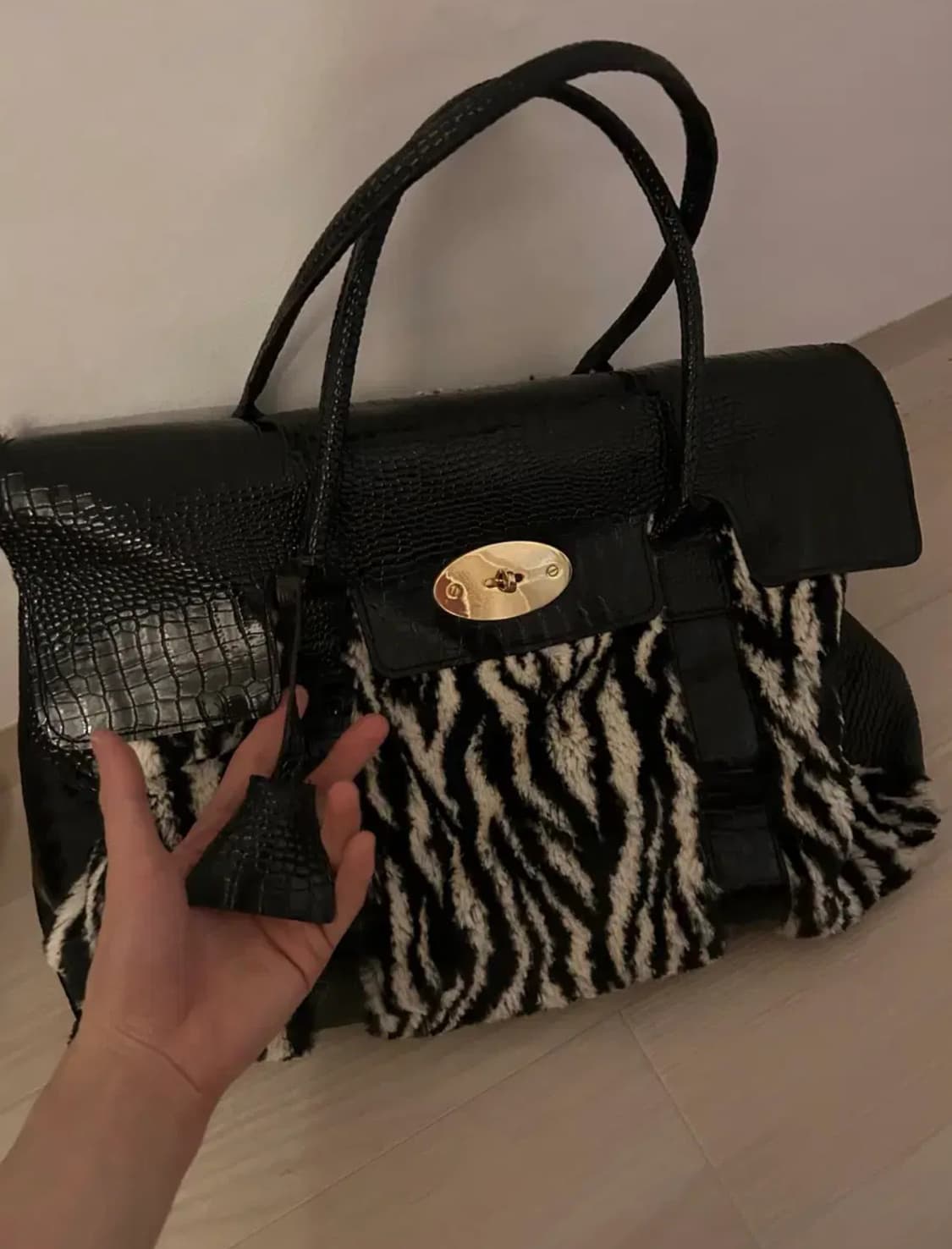 빈티지 Y2K 호피 퍼 토트백 상품이미지5