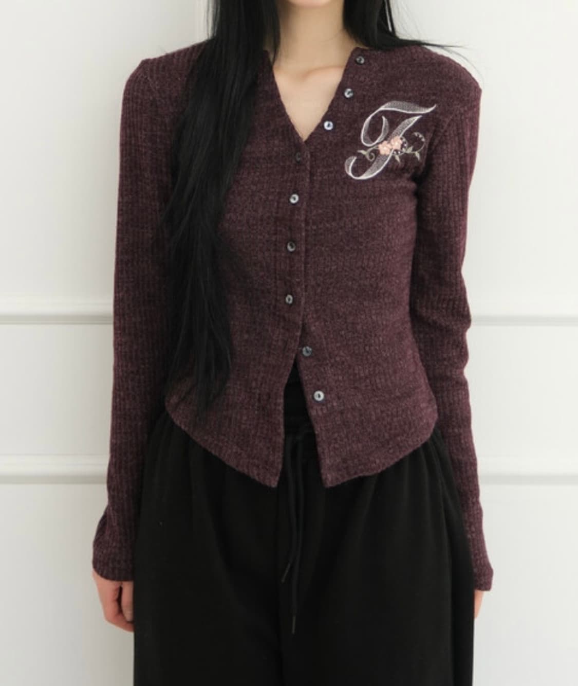 FRAGFARM -F lettering Cardigan Deep Purp 상품이미지1