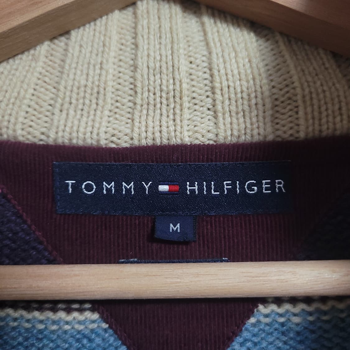 (M) 타미힐피커 스트라이프 하프집업 니트 스웨터 모 상품이미지2