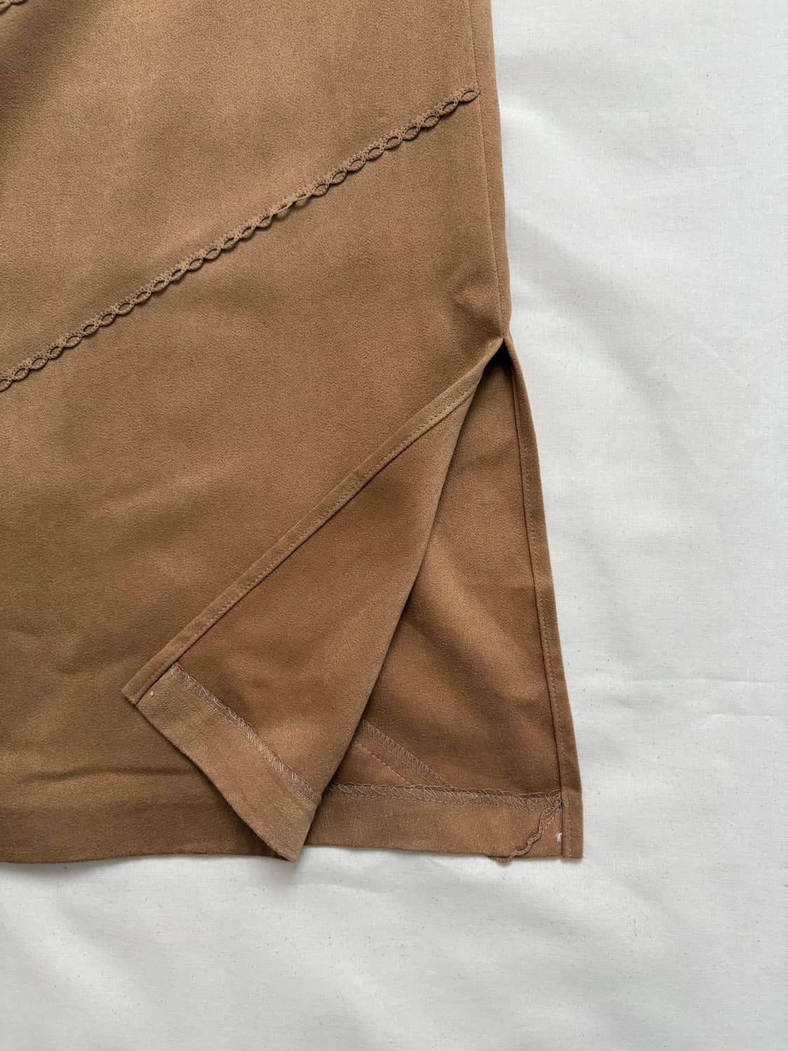 vintage camel fake suede skirt  상품이미지4