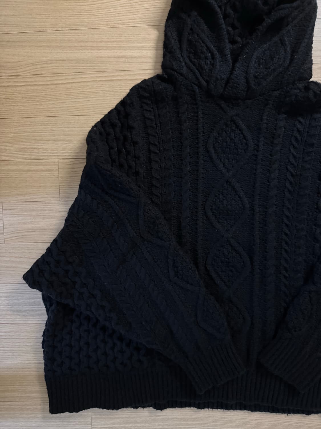피어오브갓 (에센셜) 케이블 니트 후드 블랙 XL 상품이미지3