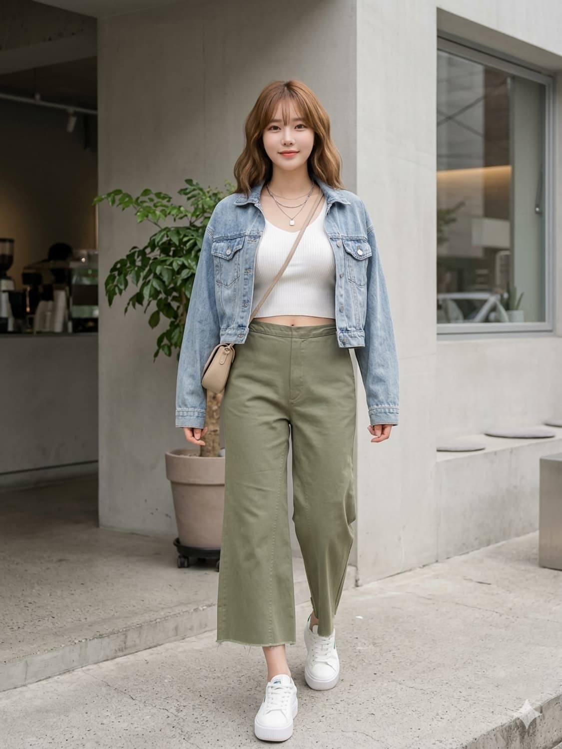 SIBEL SARAL 사이벨사랄 올리브 와이드 밴딩 팬츠 상품이미지1