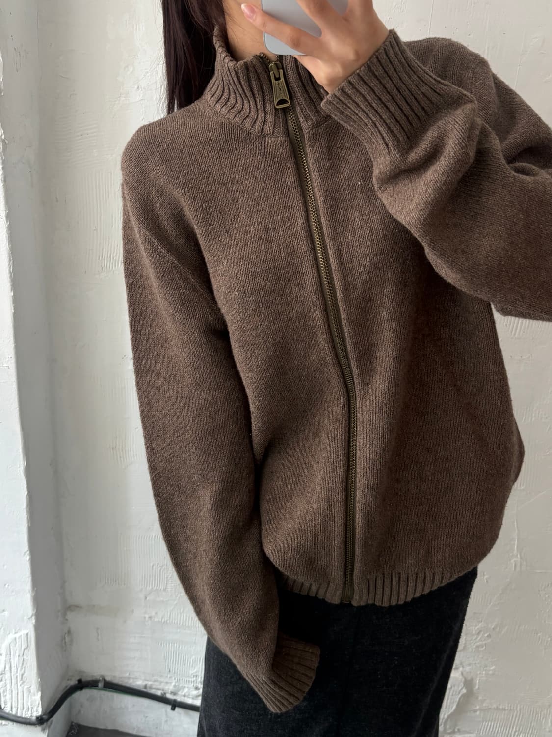GAP 갭 브라운 컬러 니트 풀 집업 상품이미지2