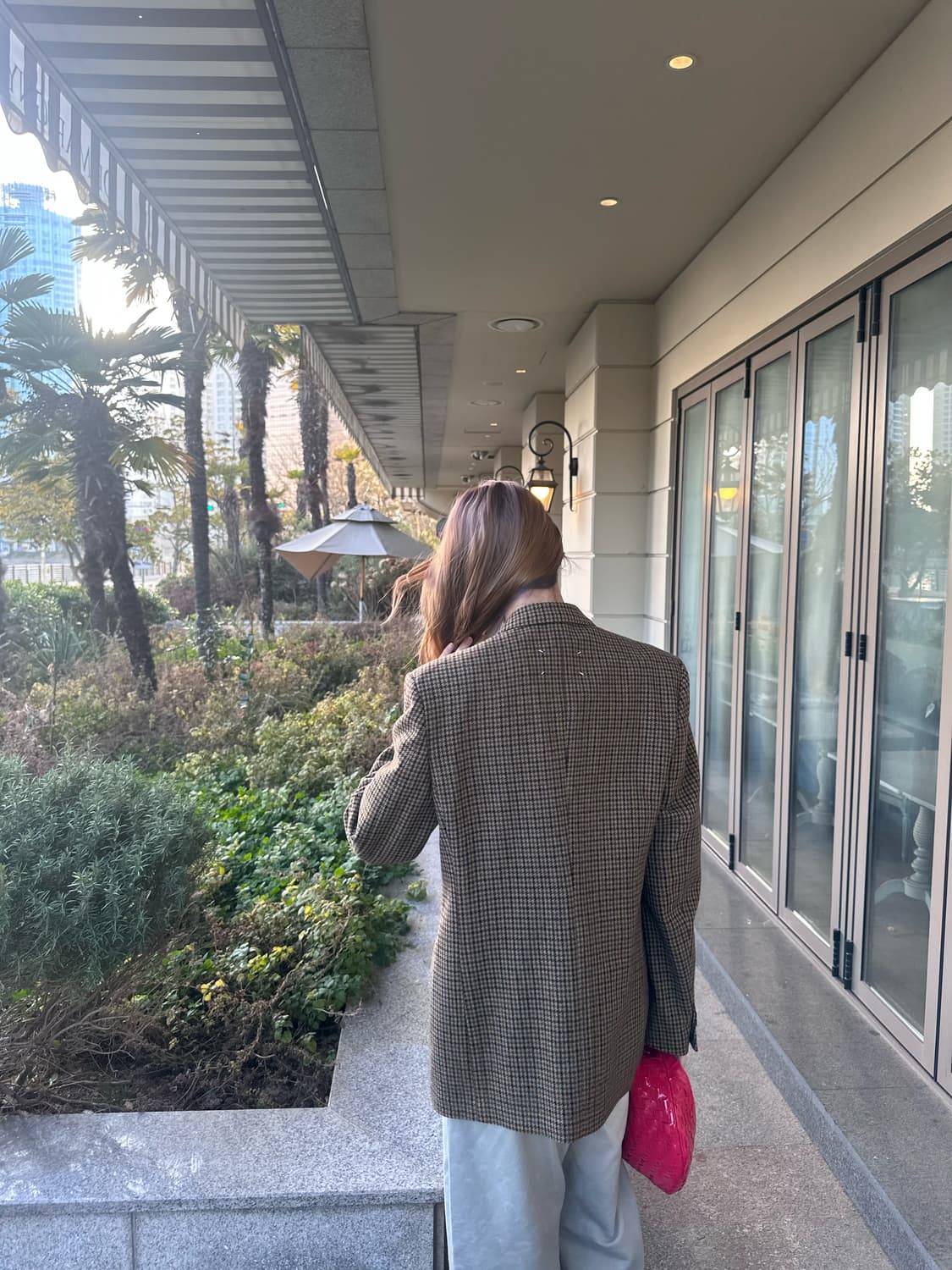 마르지엘라 시그니처 자수 하운드투스 체크 카멜 브라운 블레이져 자켓 상품이미지2