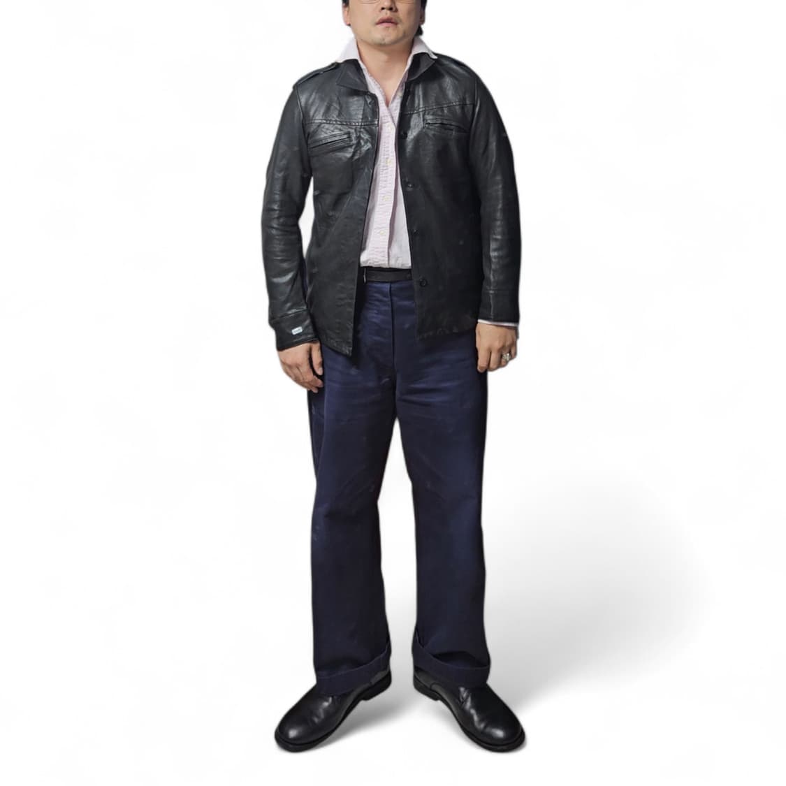 쉽스 젯블루 레더 셔츠 가죽 자켓 M M0042 상품이미지1