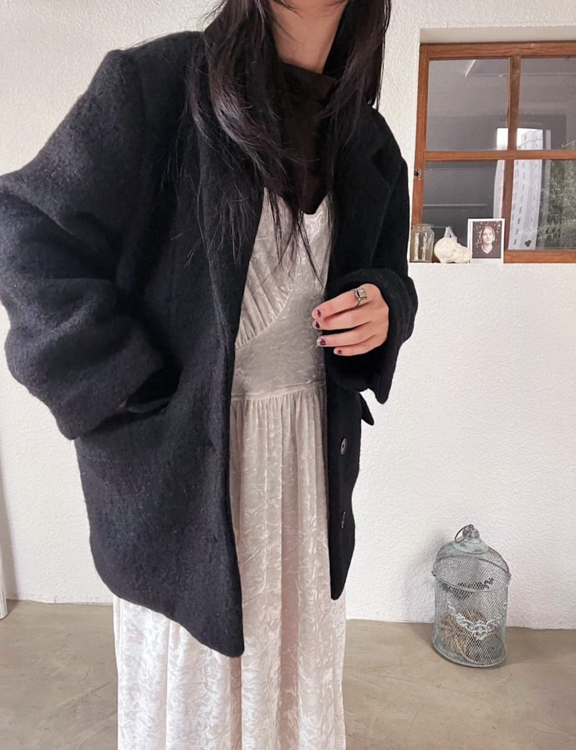 울 부클 하프 코트 상품이미지4