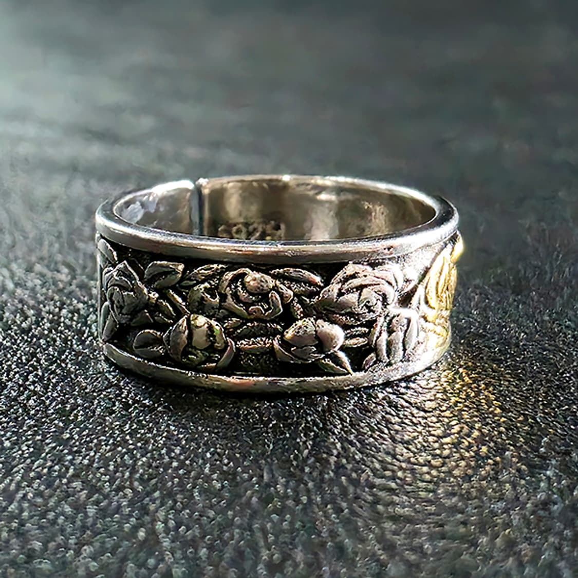 Hwaho 실버 남자 엔틱 빈티지 명품 꽃 호랑이 반지 상품이미지2