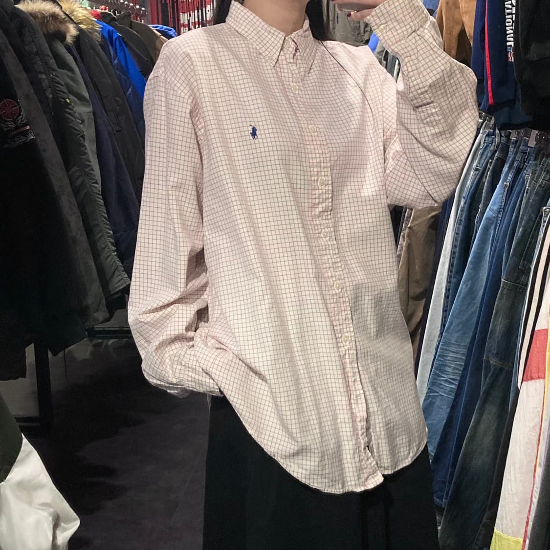 [IM]폴로 랄프로렌 그래프 체크 셔츠 레드 블랙 상품이미지4