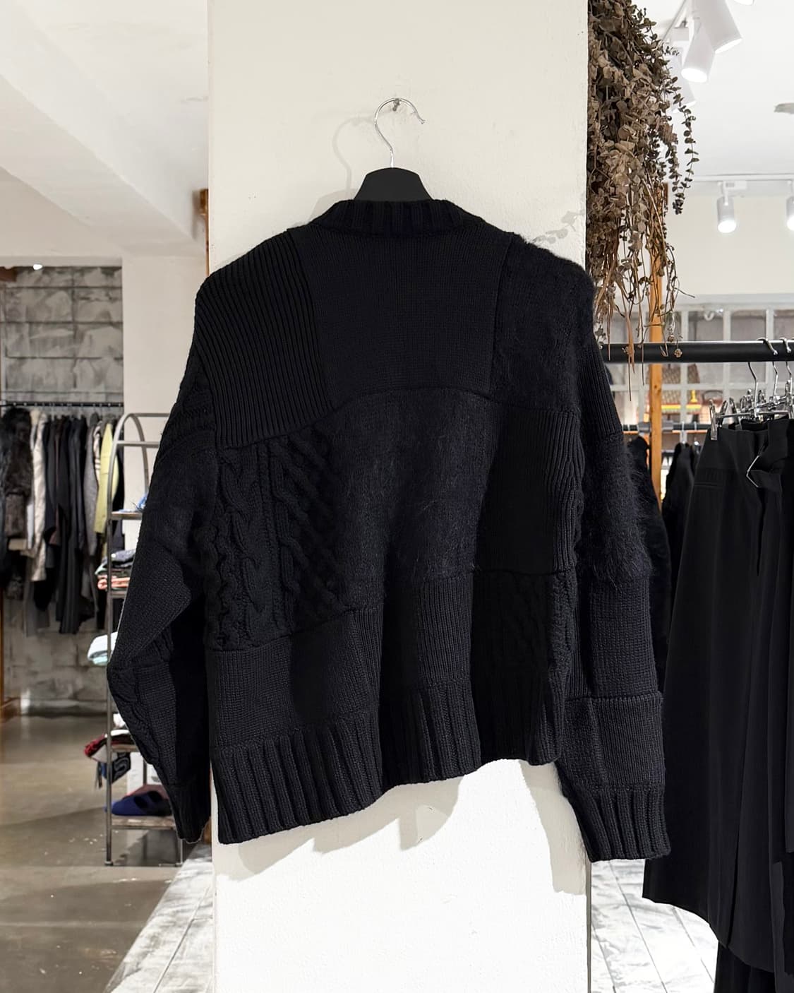 사카이 블랙 케이블 헤어리 믹스 패턴 집업 니트 가디건 상품이미지7