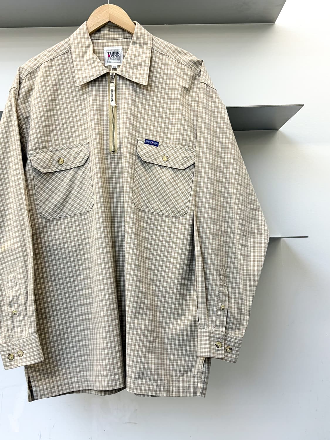 띵크 핑크 투포켓 체크 풀오버 집 셔츠 상품이미지2