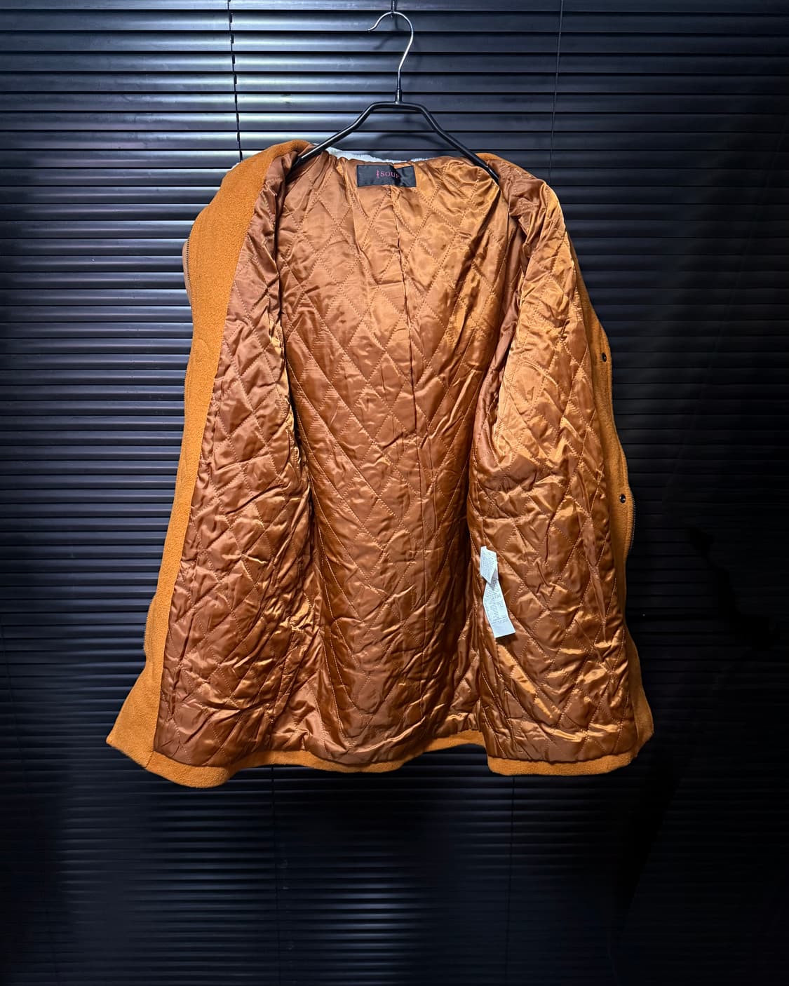 SOUP 숲 오렌지 주황색 양 털 떡볶이 더플 롱 코트 울 55 여자 상품이미지7