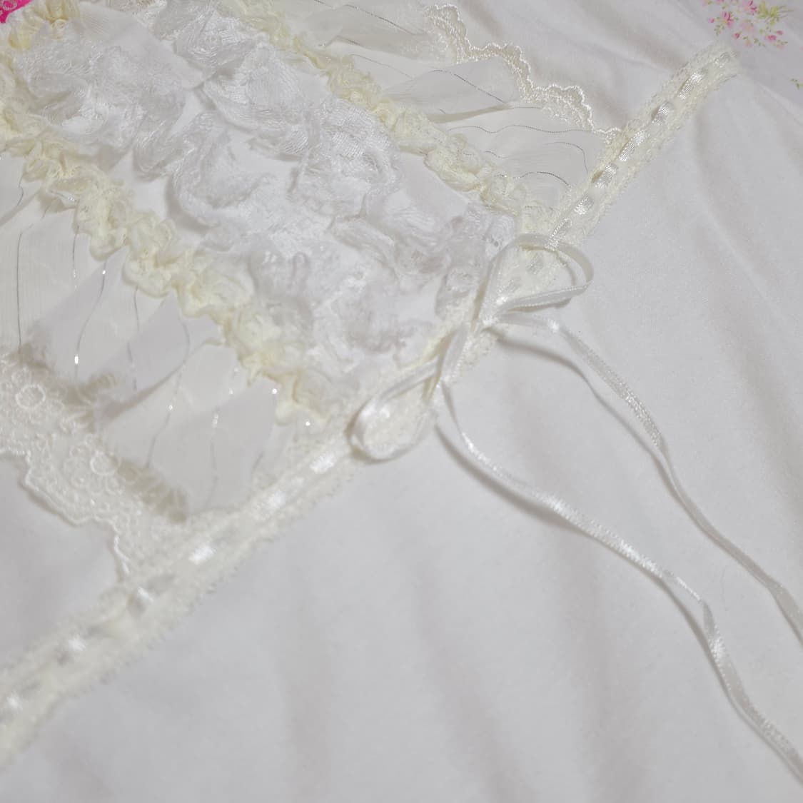 빈티지 화이트 리본 로걀탑 레이스 엑시즈팜 리즈리사깔 히메갸루 상품이미지3