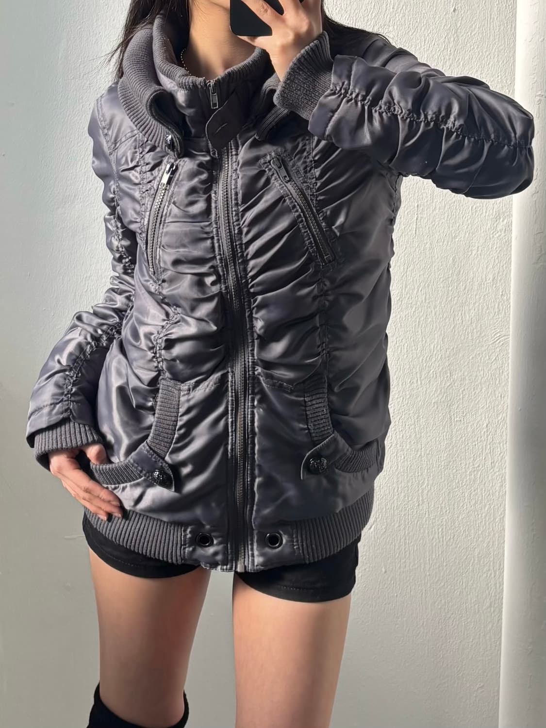 Shirring Detail High-neck Padded Jacket 상품이미지3