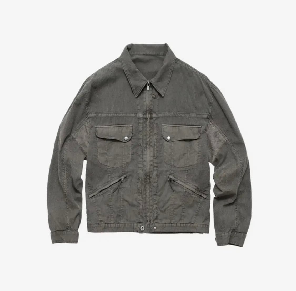 폴리테루 히코리 집 트러커 스트라이프 그레이 3사이즈 상품이미지1