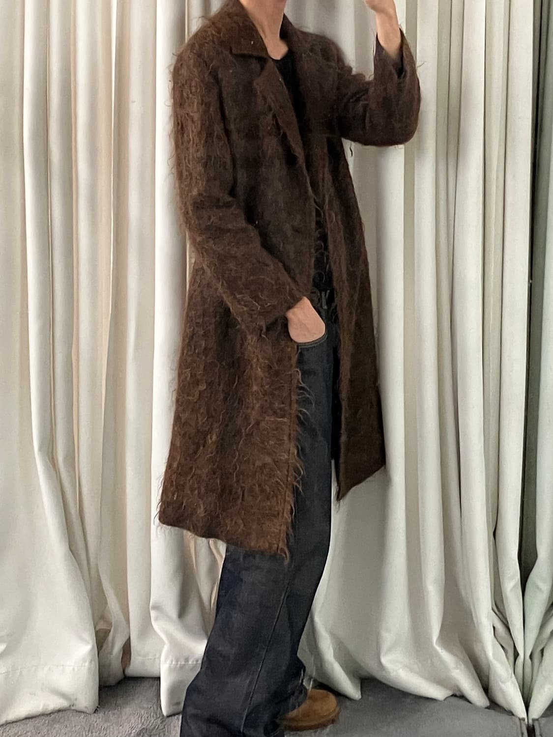 MOGA 브라운 모헤어 롱코트 2 상품이미지7