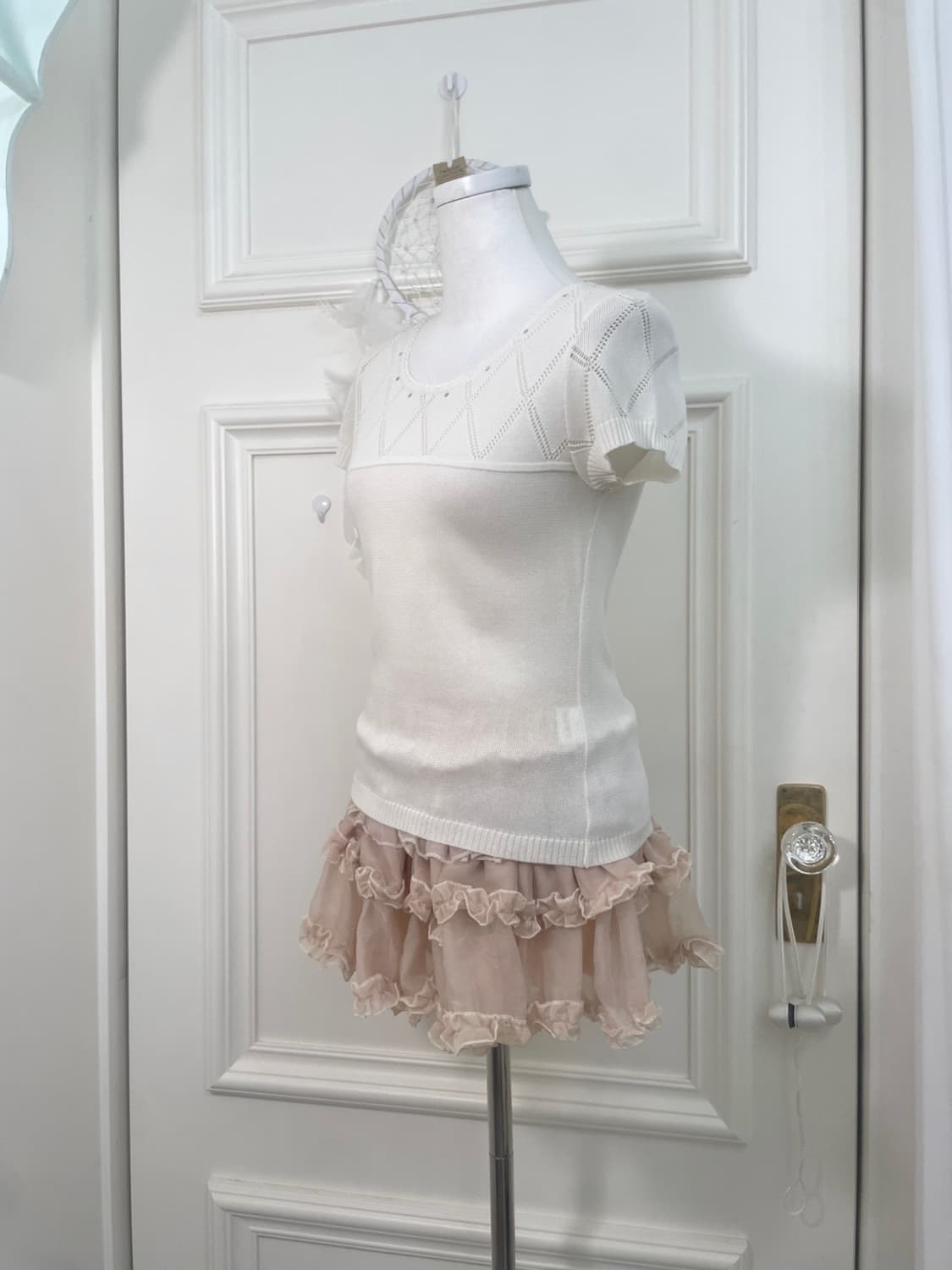 ivory cubic point summer knit top 상품이미지2
