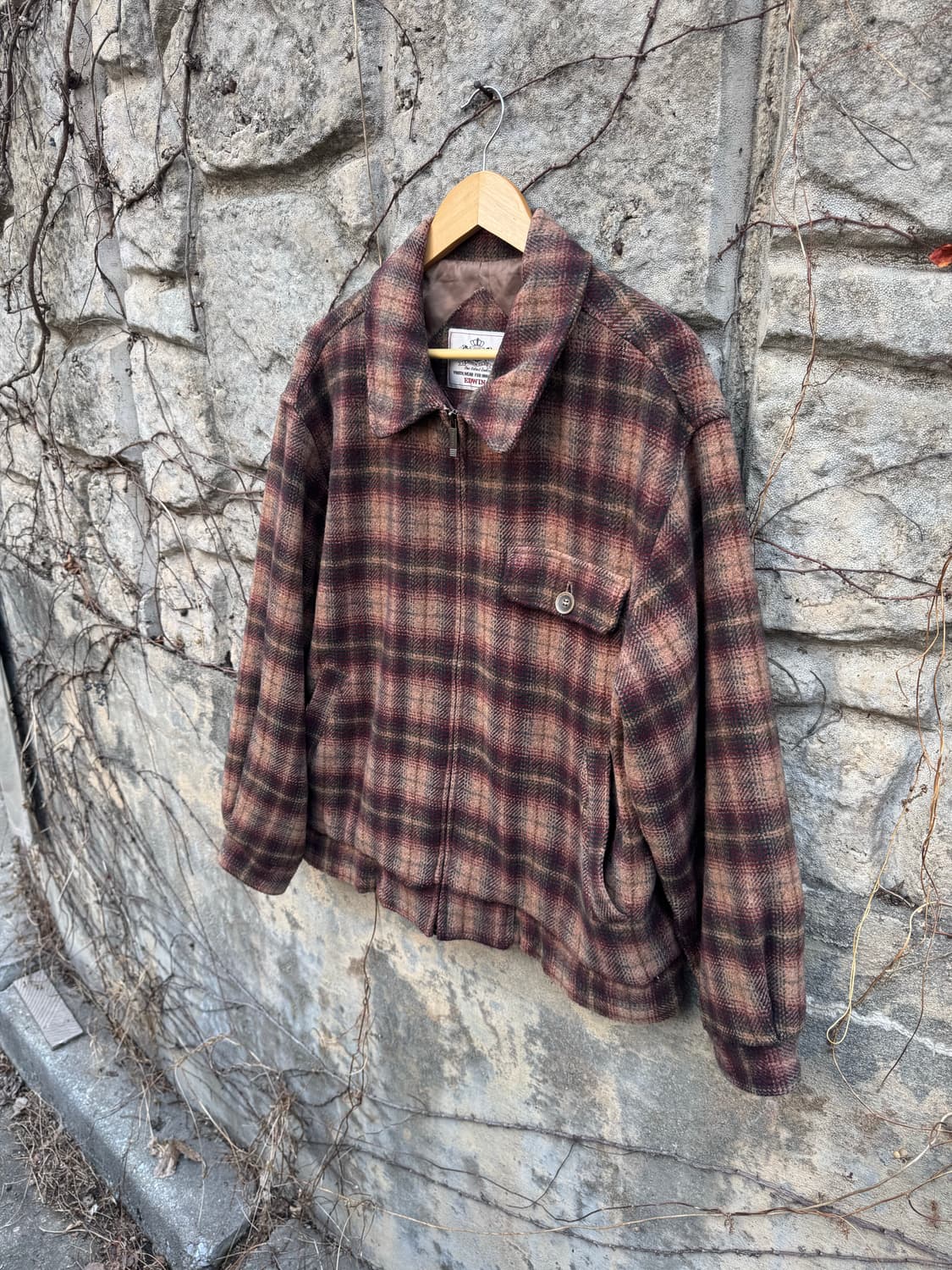 에드윈 빈티지 울 블루종 봄버 체크 자켓 상품이미지3