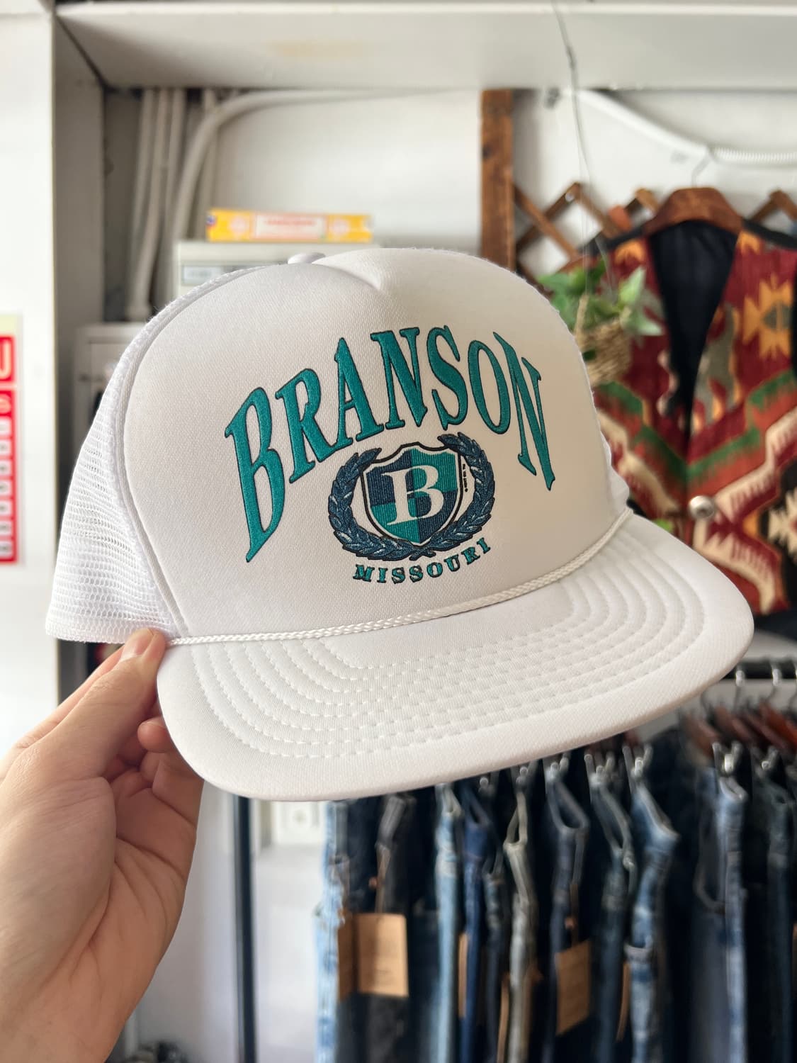 90's USA 빈티지 BRANSON 화이트 트러커 캡 상품이미지1