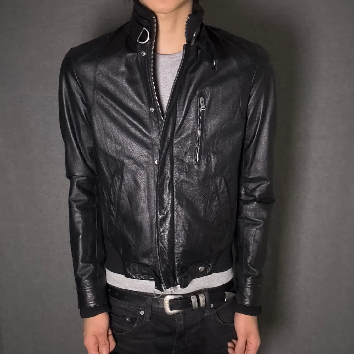 japan Vintage Black Leather Jacket 상품이미지2