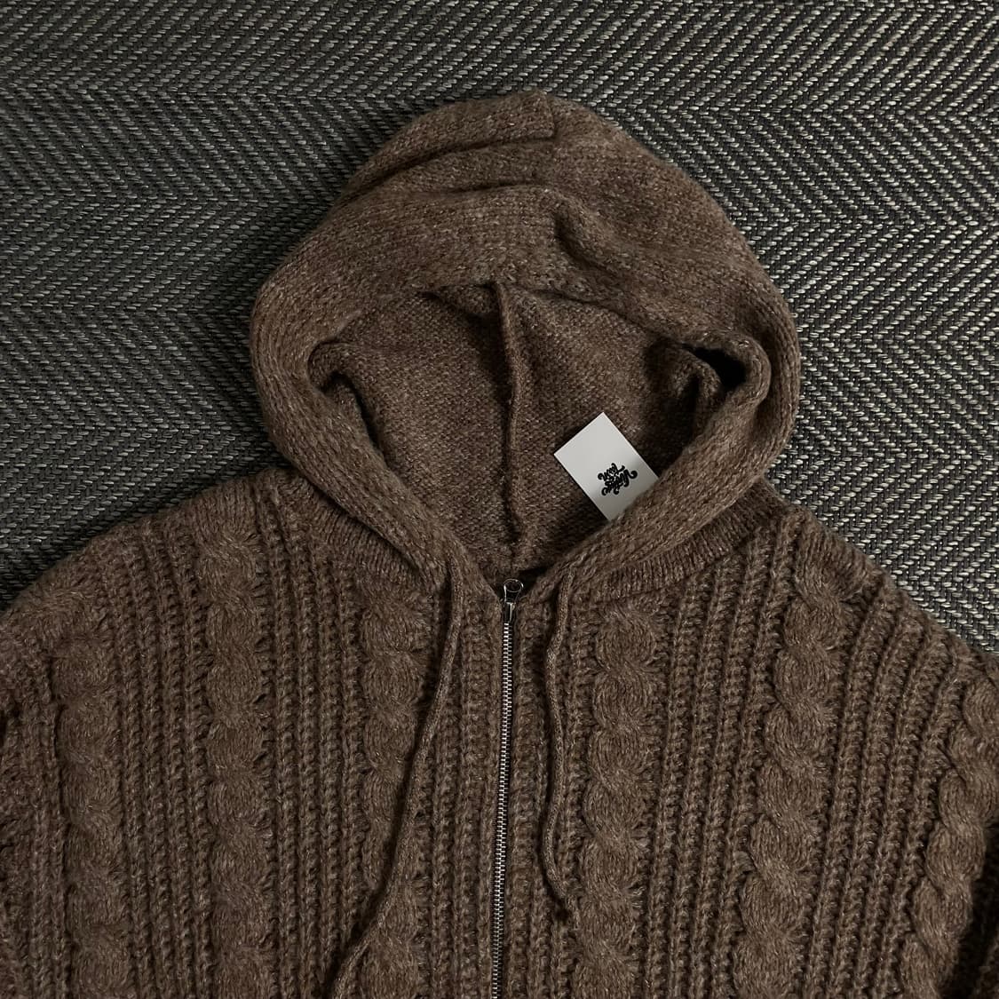 빈티지 후드 케이블 스웨터 브라운 자켓y 3539 상품이미지5
