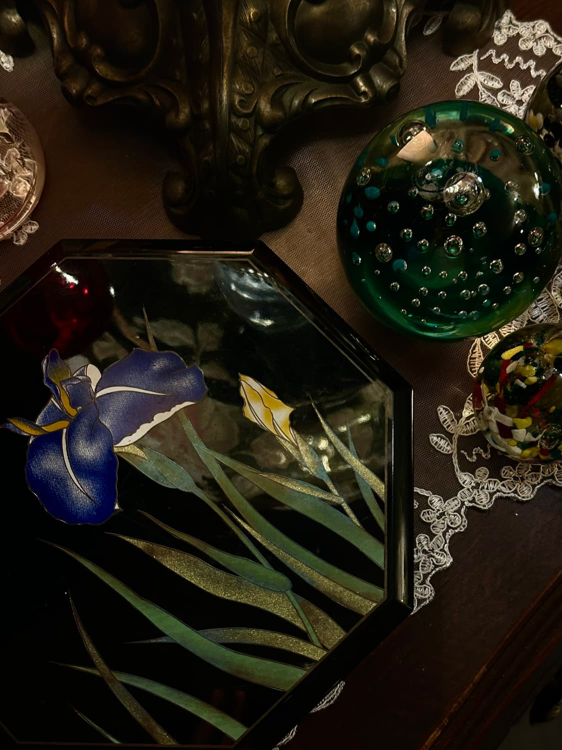 일본 빈티지 오르골 팔각 칠기 보석함 소품함 상품이미지3