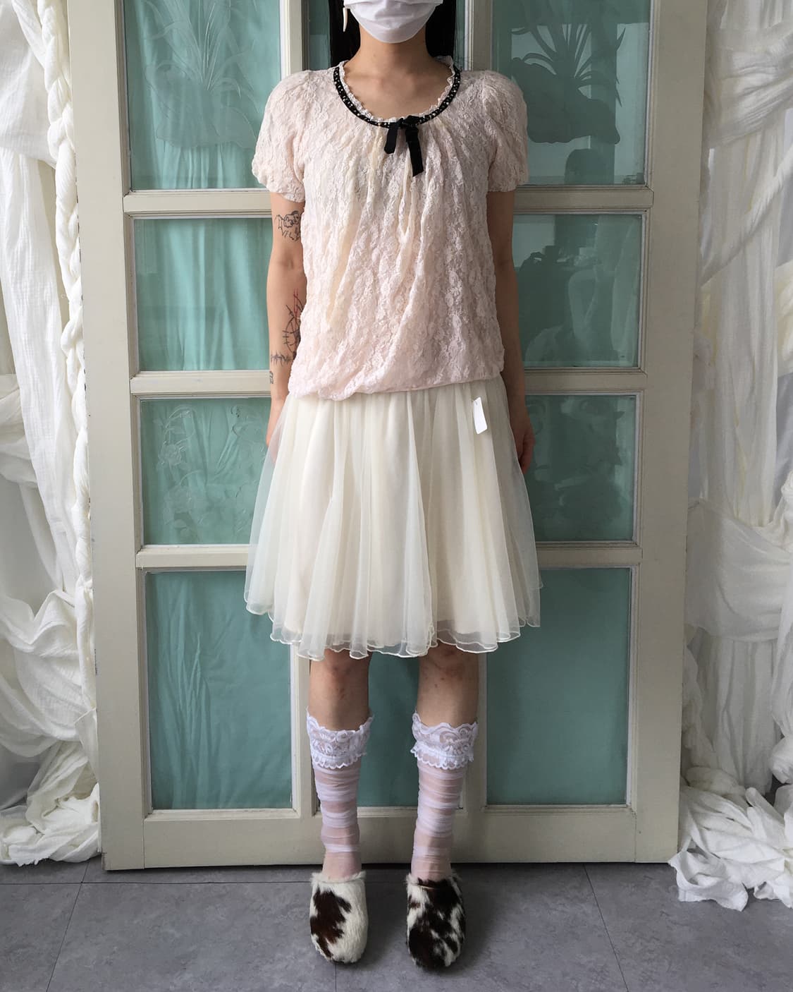 Ribbon point lace top 상품이미지1