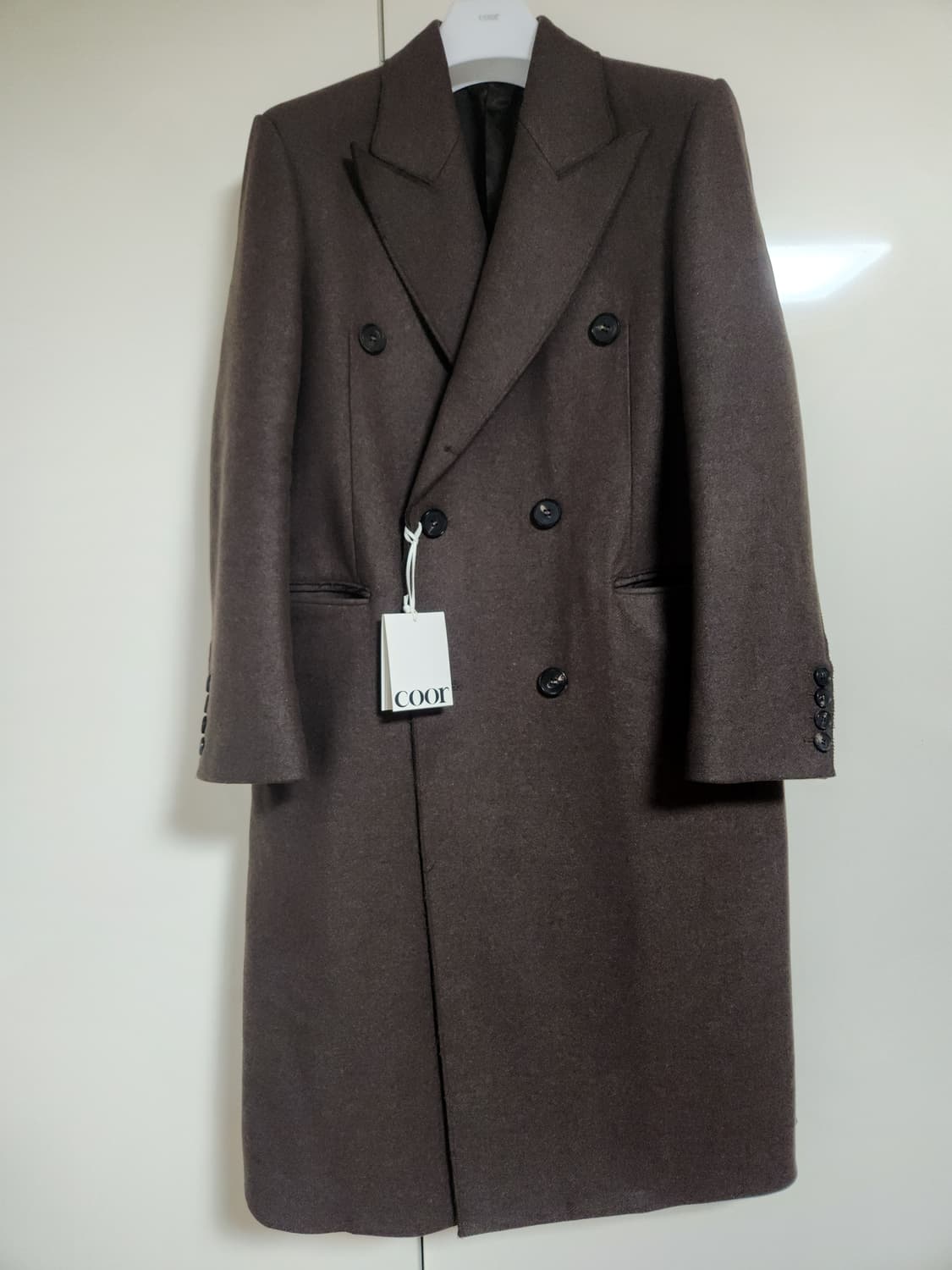 쿠어_로우컷 피크드라벨 코트 (멜란지브라운) s사이즈 상품이미지3