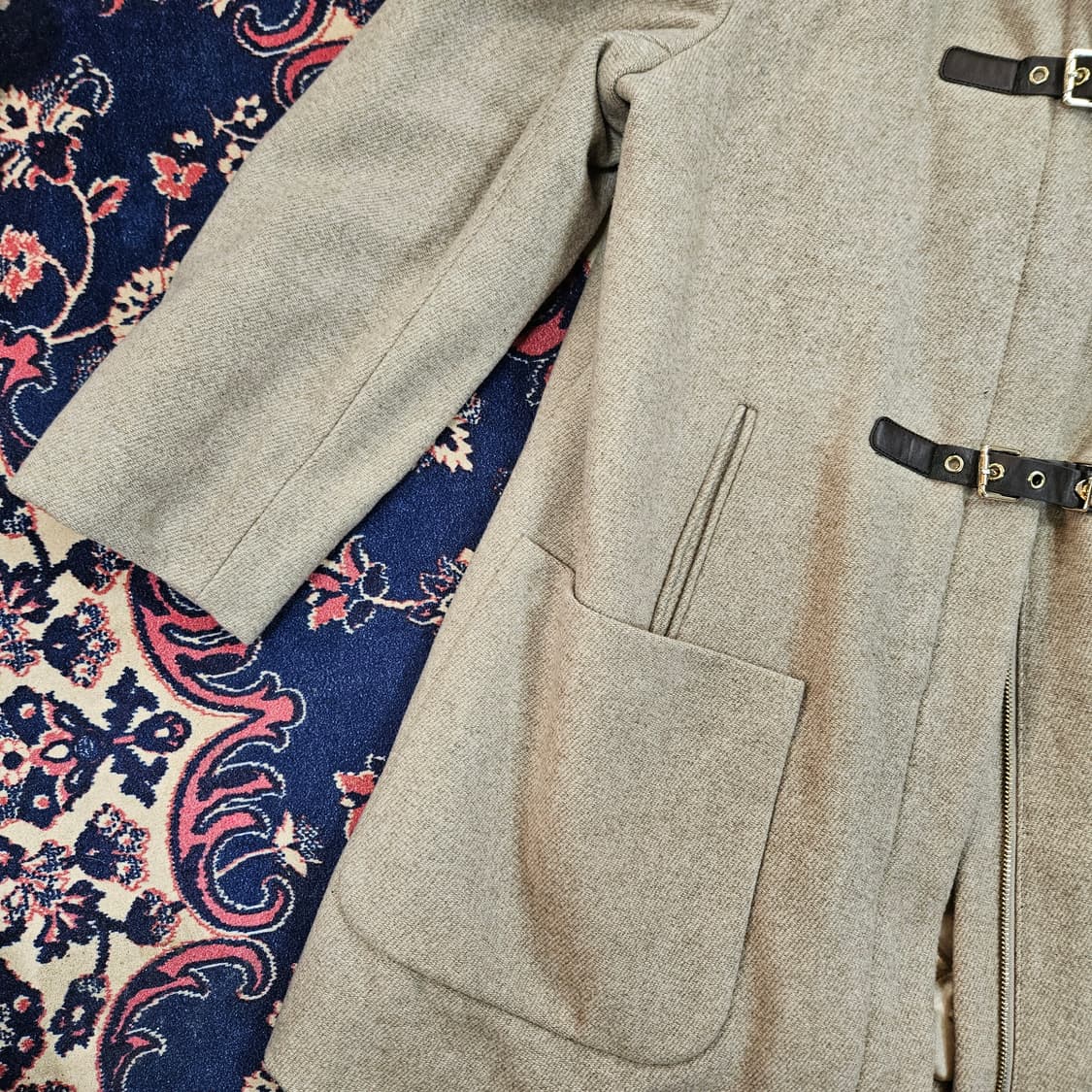 켈빈클라인 울 가죽스트렙 집업 후드 하프 자켓 L size 상품이미지5