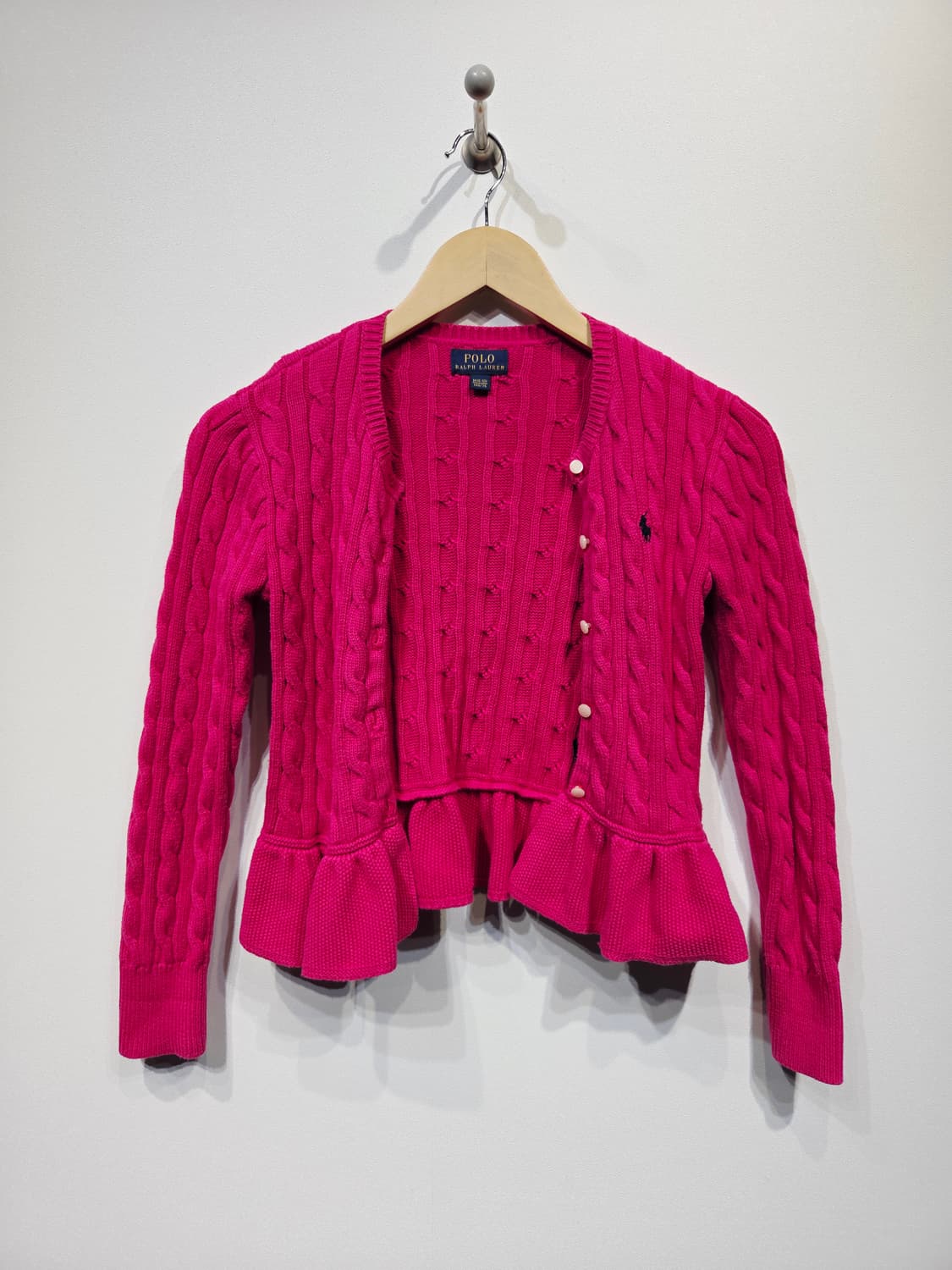 폴로랄프로렌 키즈 핑크 케이블 가디건_8-10(M) 상품이미지1