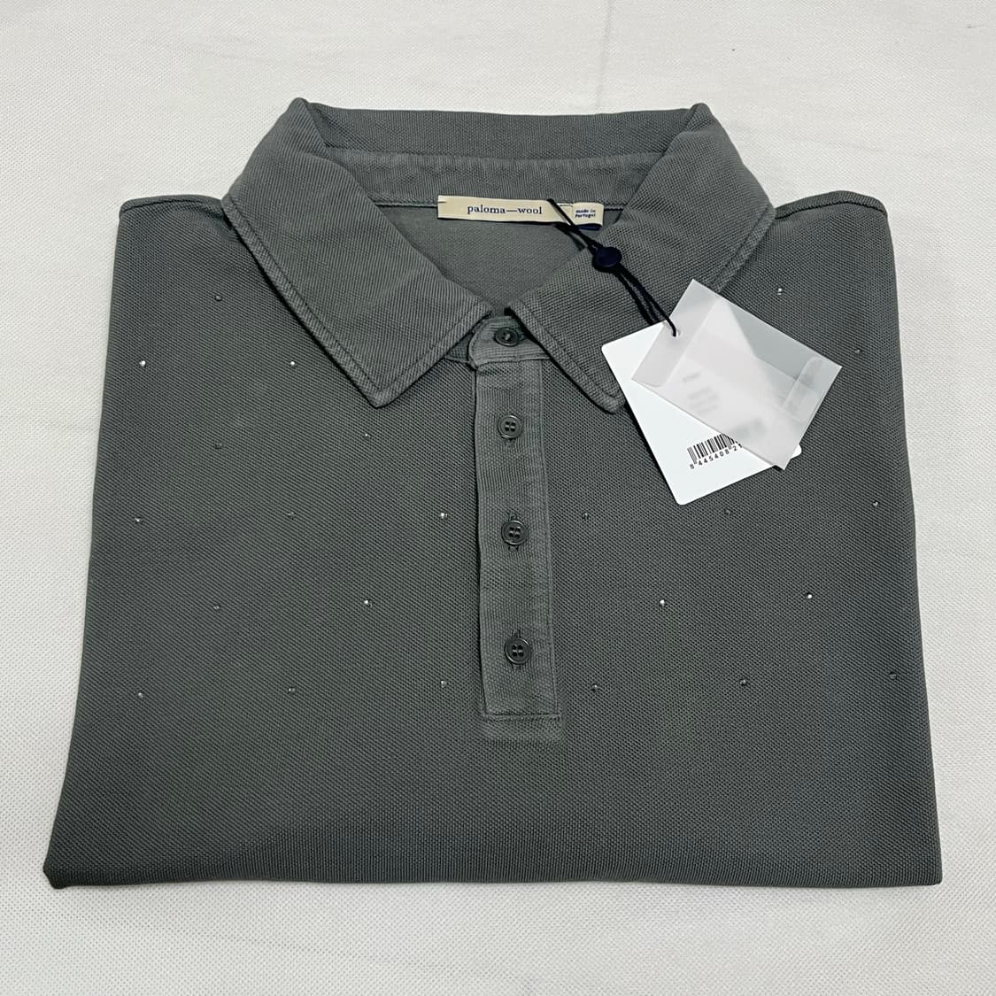 [XS,S,M,L,XL]팔로마울 Strip 스터드 폴로 셔츠/그레이 상품이미지1