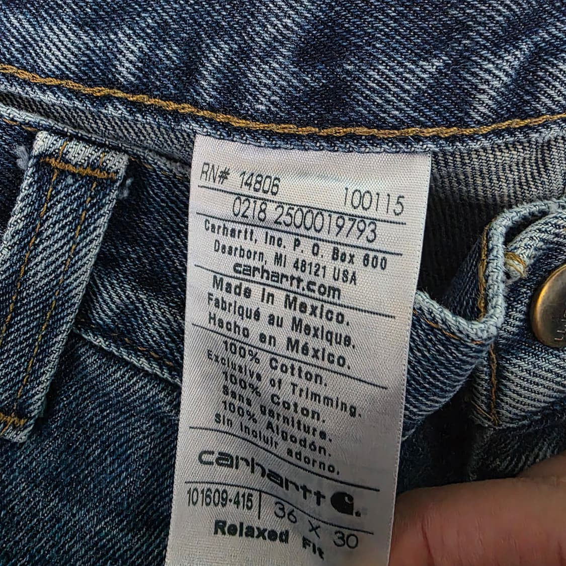 [36X30] 빈티지 칼하트 더블니 데님 릴렉스핏 B-7 상품이미지8