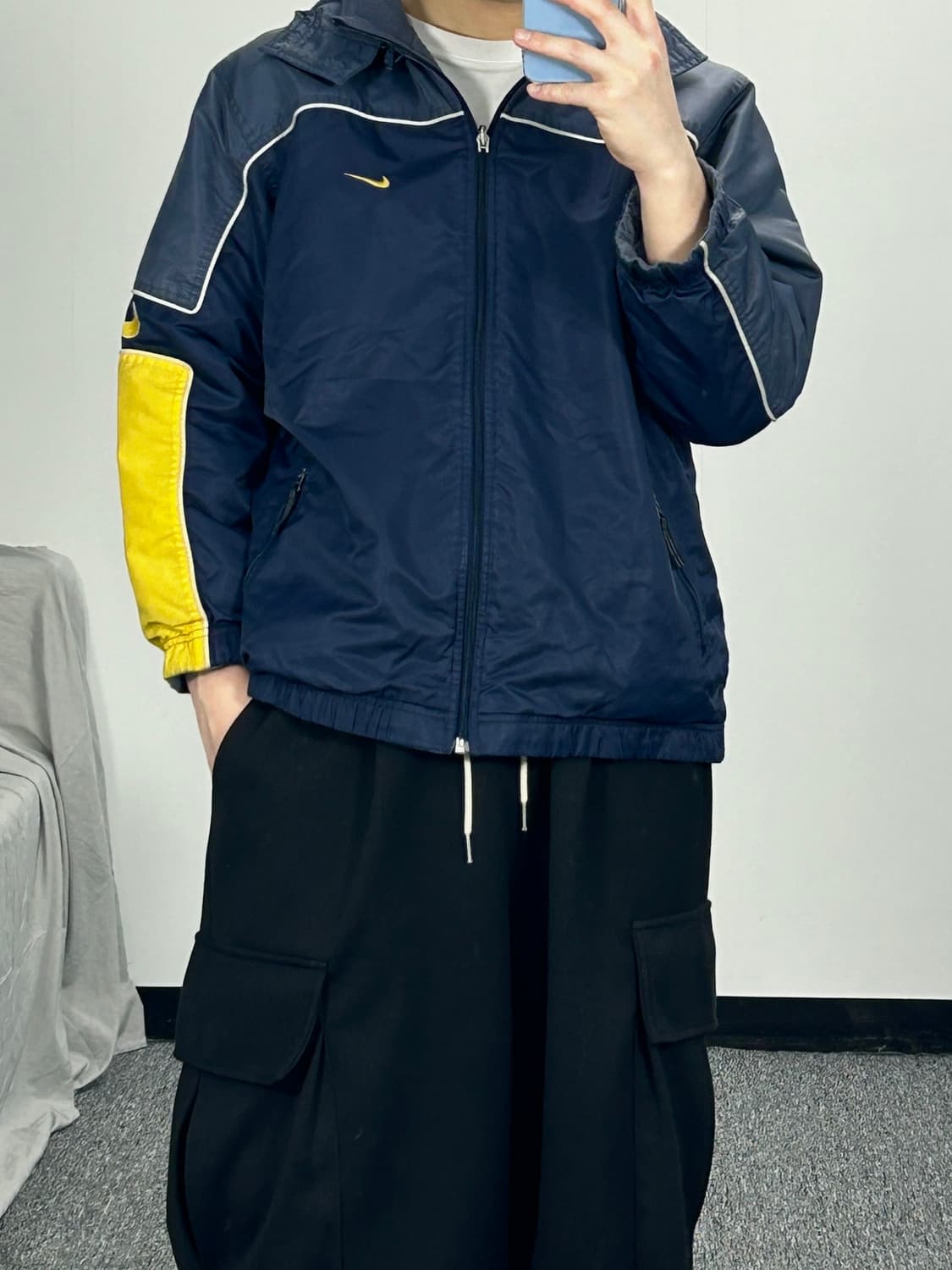 나이키 90‘s 네이비 옐로우 리버시블 플리스 바람막이 자켓 L   상품이미지2