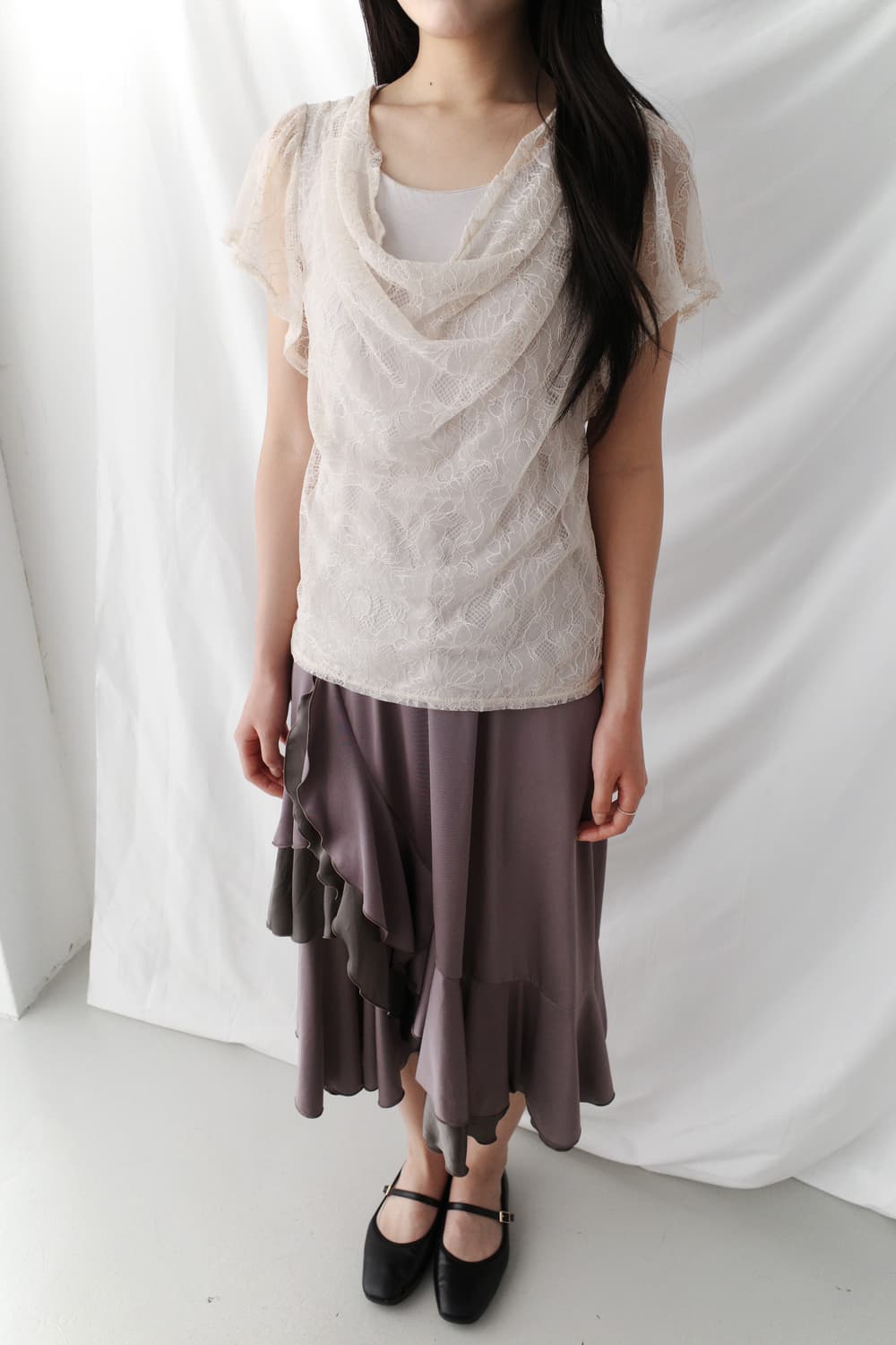 lace draping half T  상품이미지7