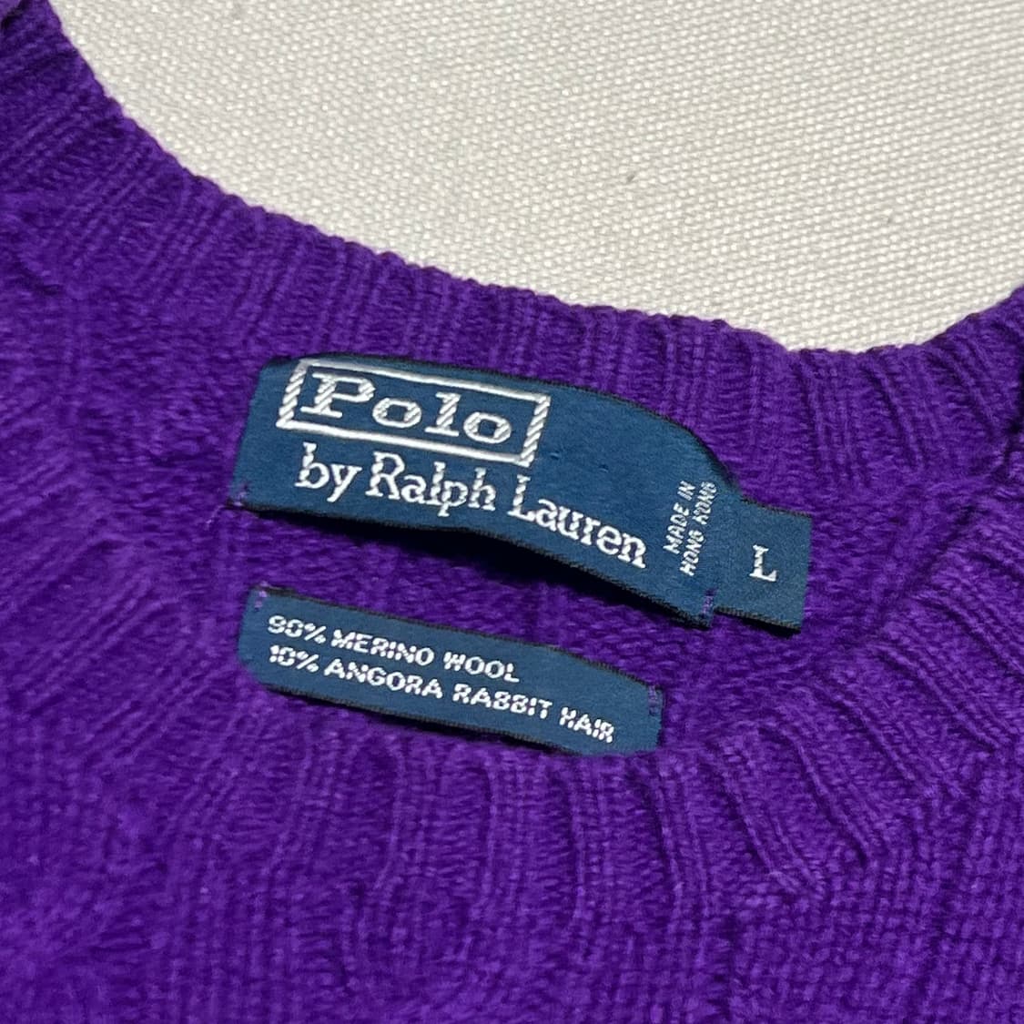 L 폴로랄프로렌 메리노울 앙고라 케이블 퍼플 니트 상품이미지4