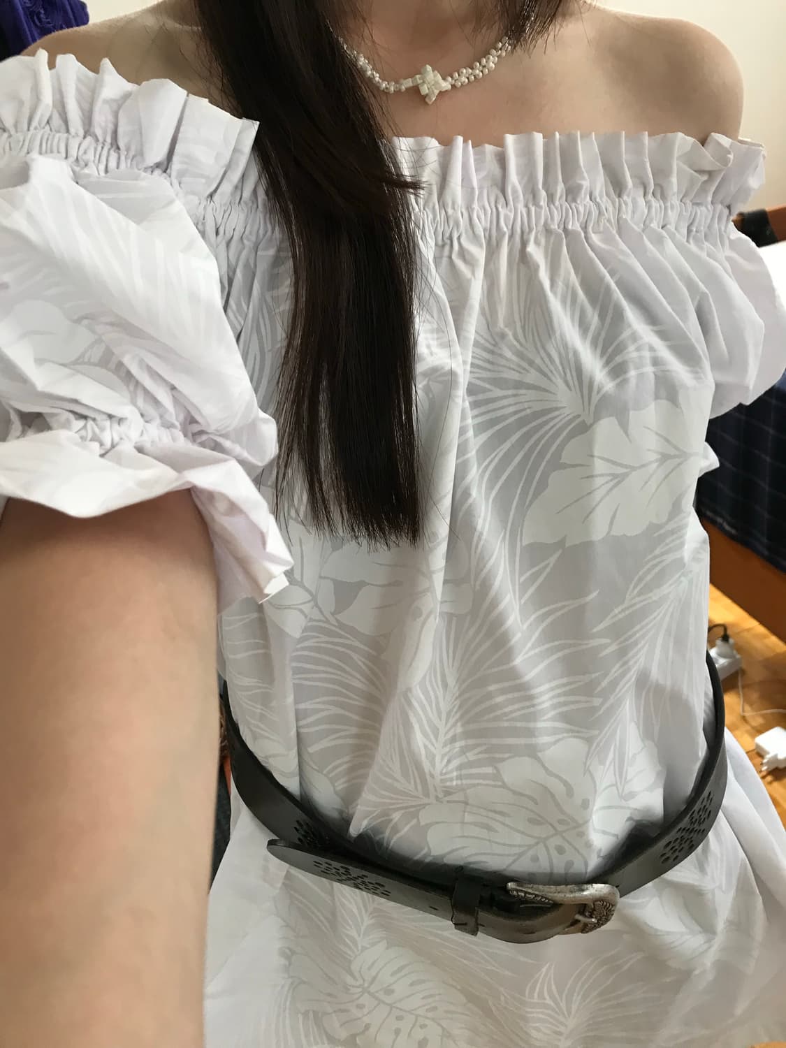 vintage off-shoulder pattern top 상품이미지3