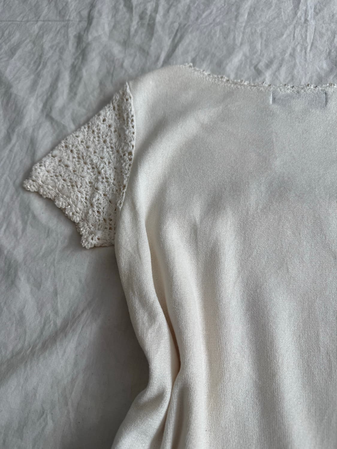 베이지 페어리 코지 딱붙 반팔탑 상품이미지6