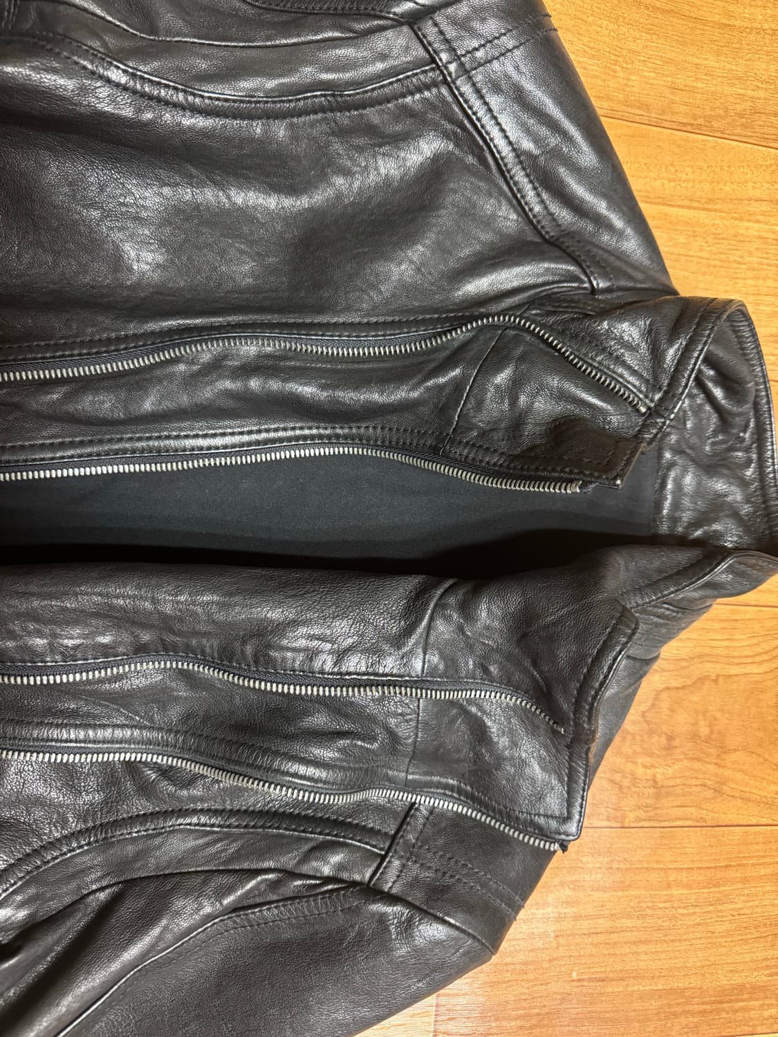 빈티지 사선 더블 집업 가죽자켓 상품이미지3