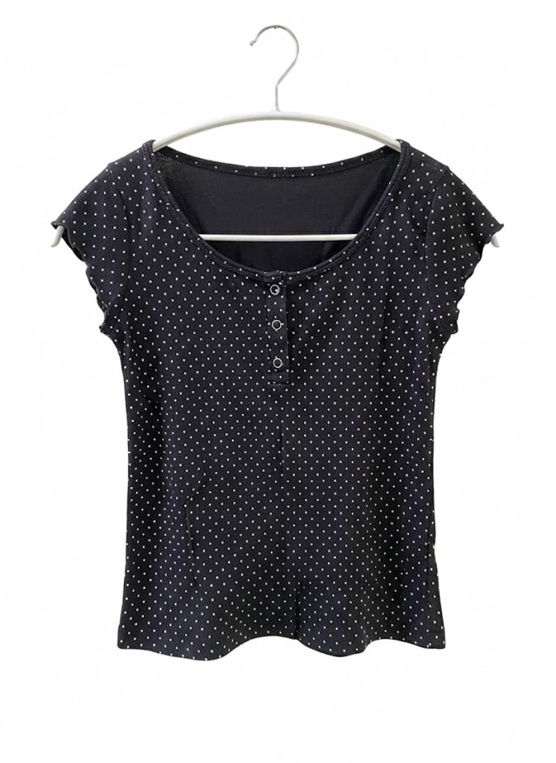 🐾도트 딱붙핏 똑딱이 반팔🐾 상품이미지1