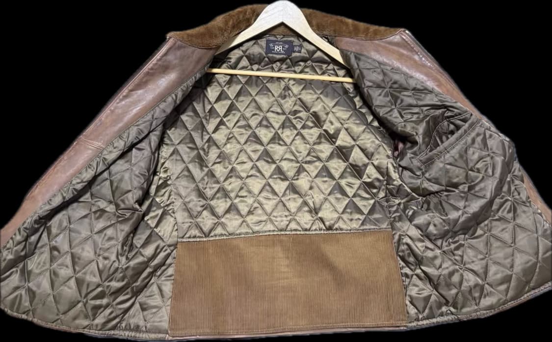 RRL 더블알엘 시어링카라 레더 뉴스보이 봄버자켓 xl 상품이미지5