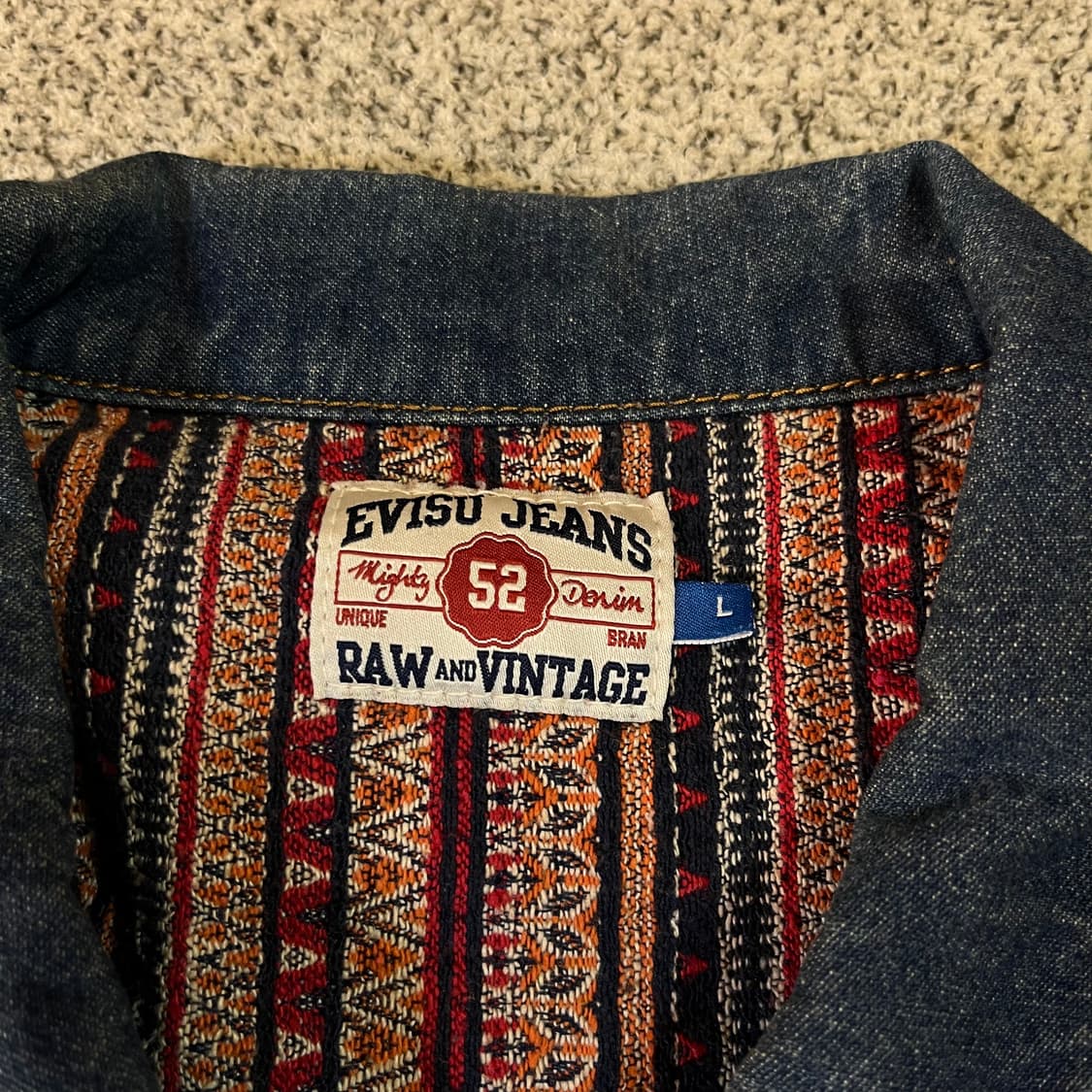 에비수 진스 에스닉 패치 데님 셔츠 상품이미지6