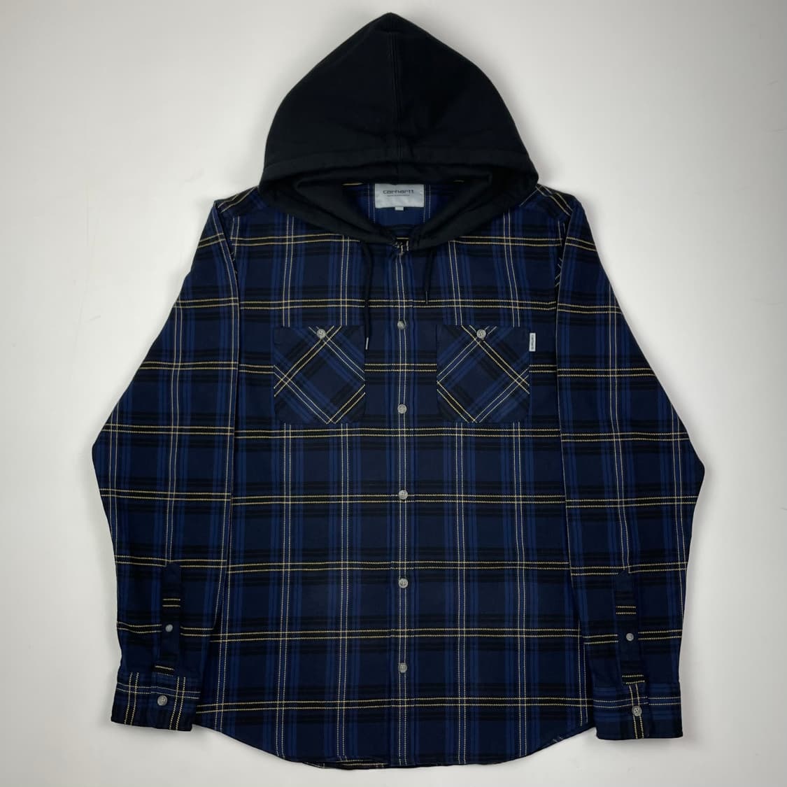 칼하트 블루 그레이 체크 후드 셔츠 상품이미지1