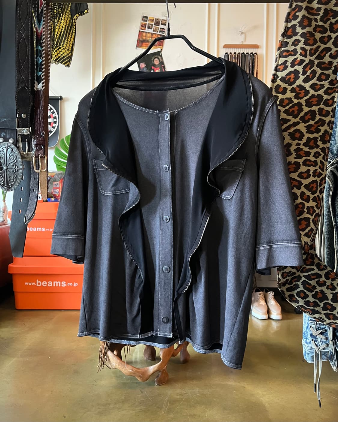 JPN Vintage Fake 3D Zip Layered 1/2 Top 상품이미지3